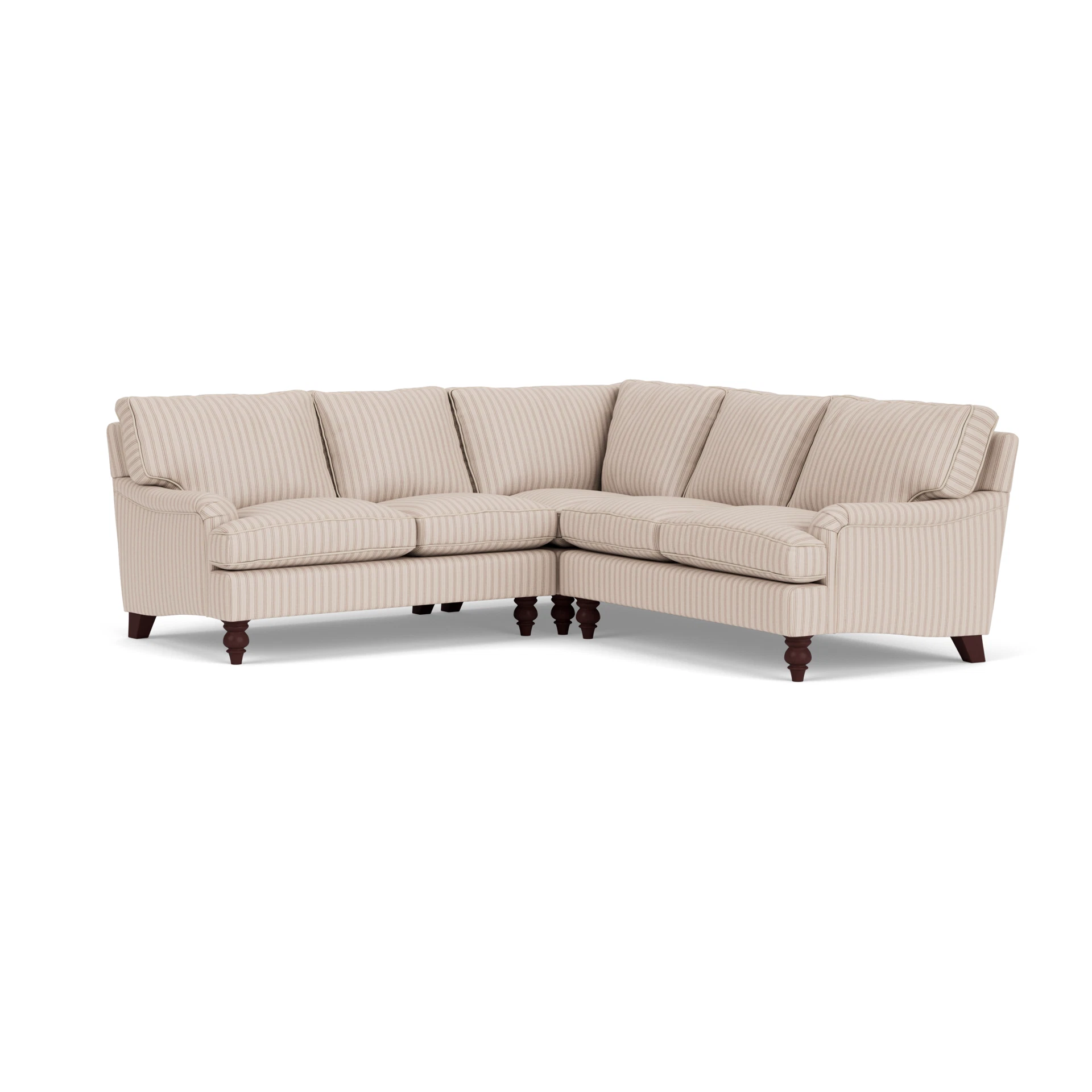 Morris Corner Sofa in Kingham Stripe - Flax with Light legs