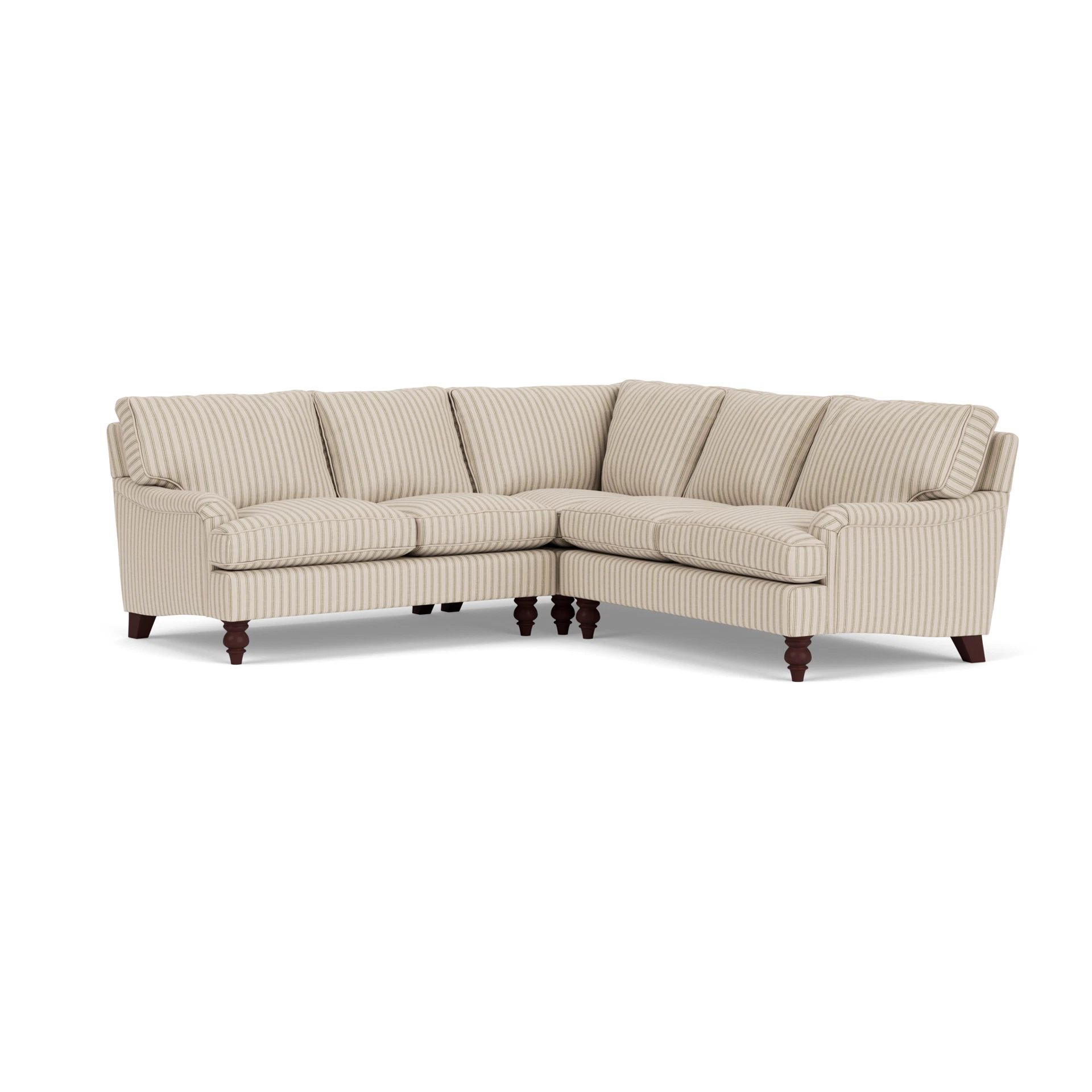 Morris Corner Sofa in Kingham Stripe - Sage with Light legs