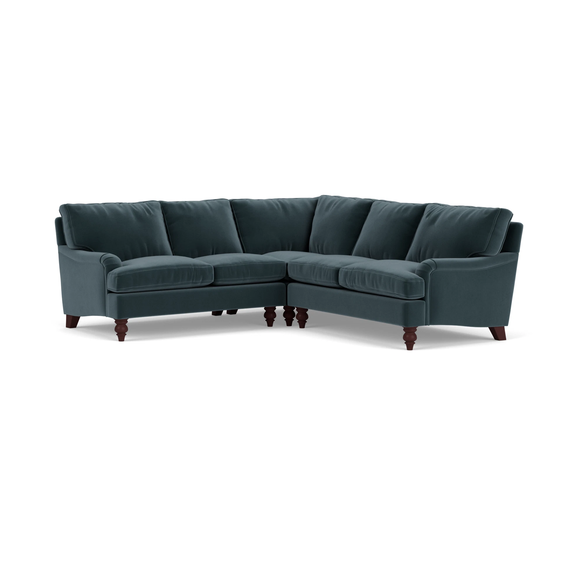 Morris Corner Sofa in Matt Velvet - Night Sky with Light legs