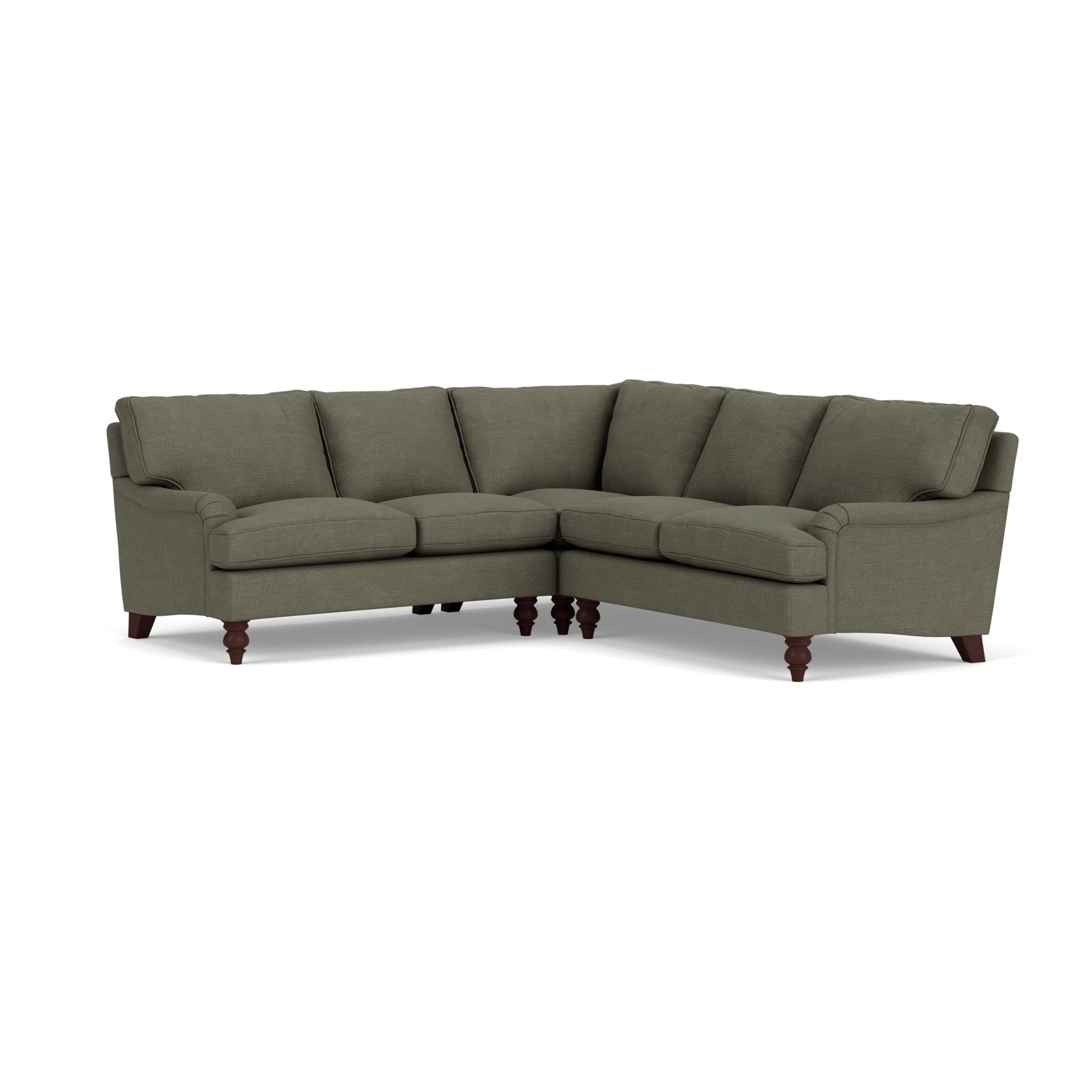 Morris Corner Sofa in Rustic Weave - Deep Forest with Light legs