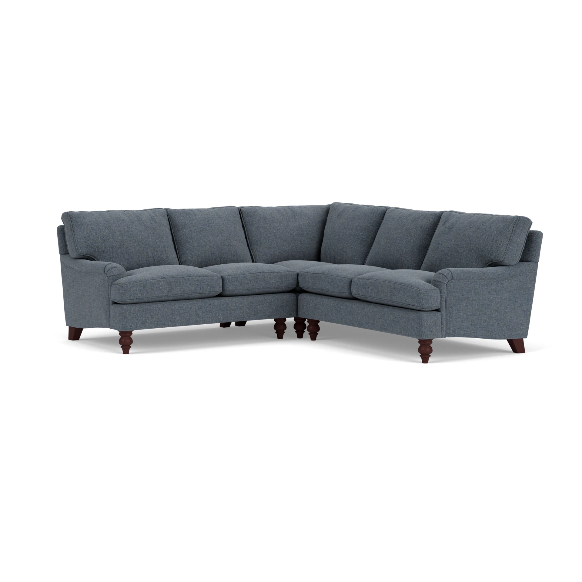 Morris Corner Sofa in Rustic Weave - Indigo with Light legs