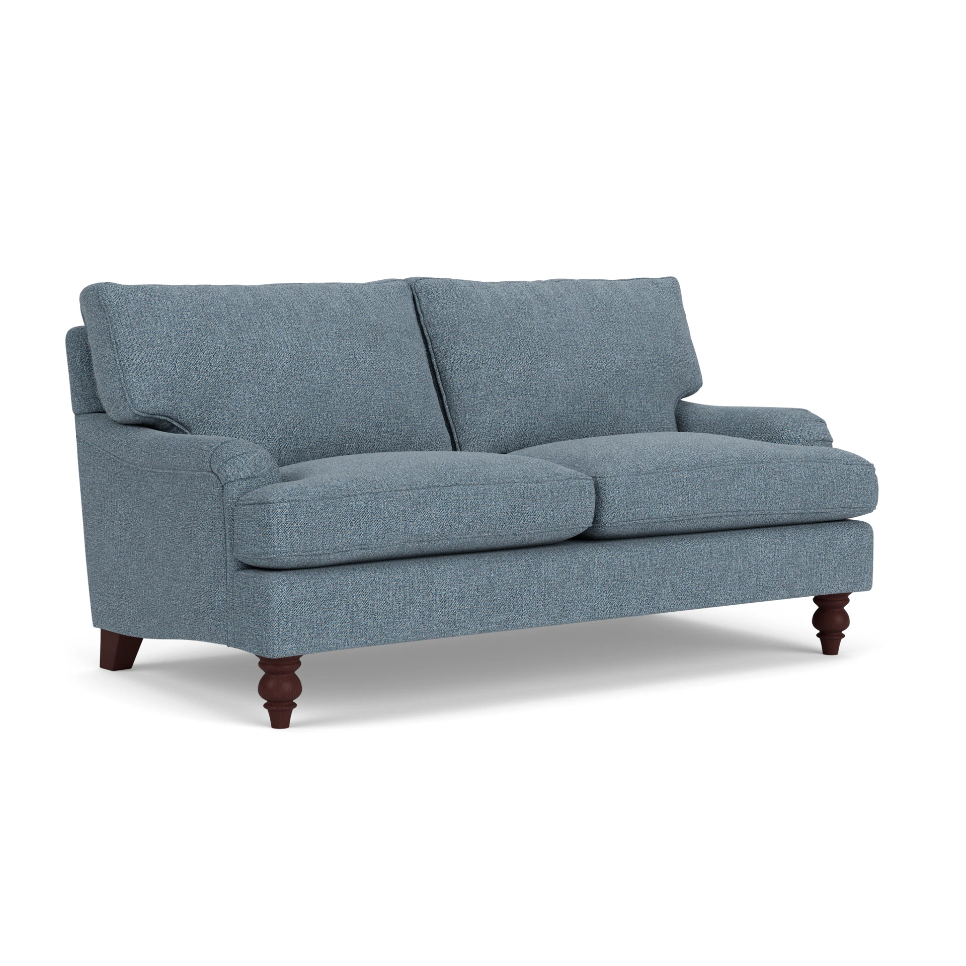 Morris Large 2 Seater Sofa in Aquaclean Oxford - Mid Blue with Light legs