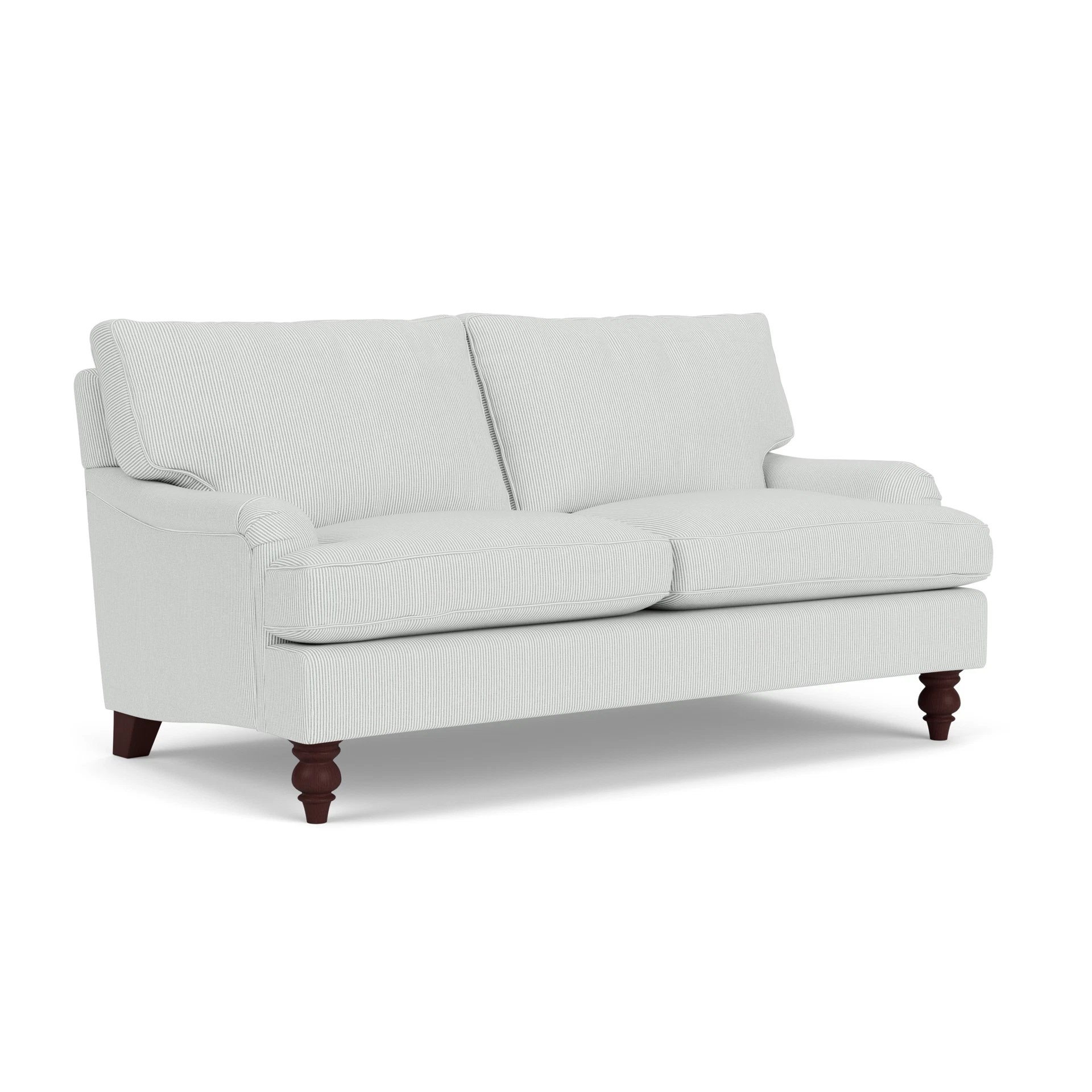 Morris Large 2 Seater Sofa in Broadway Stripe - Duck Egg with Light legs