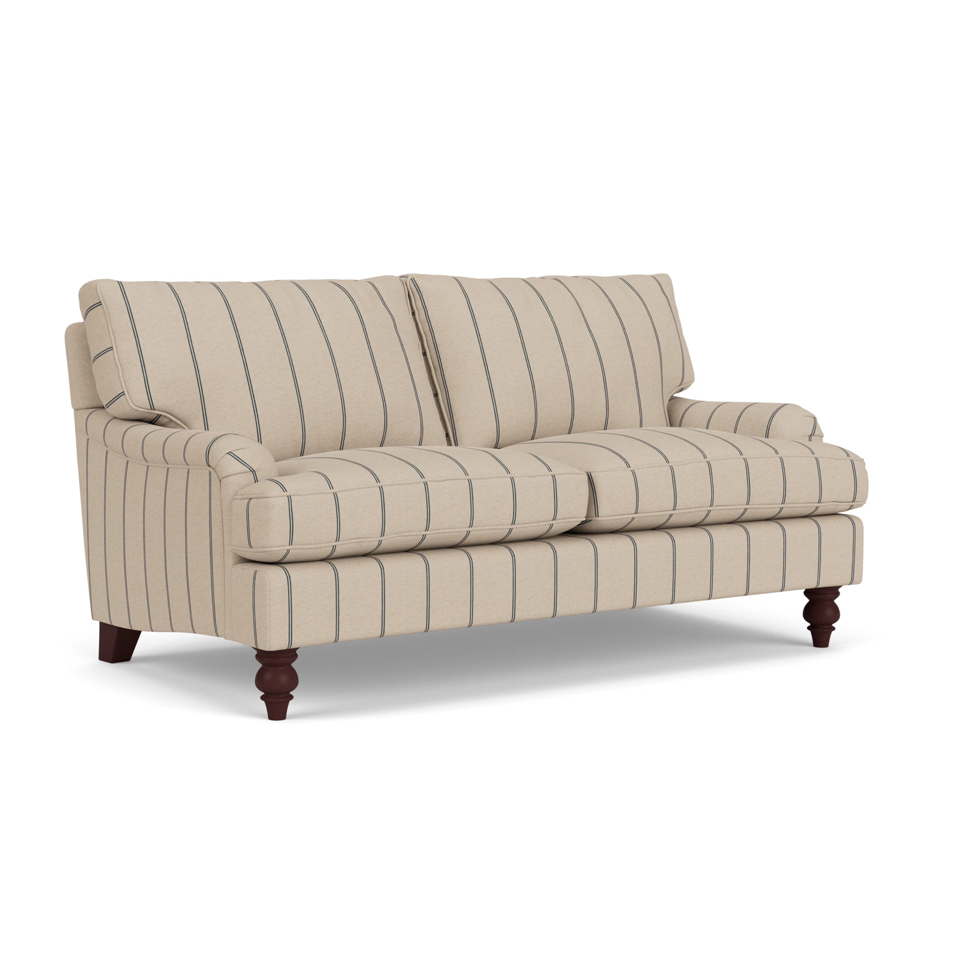 Morris Large 2 Seater Sofa in Compton Stripe - Charcoal with Light legs