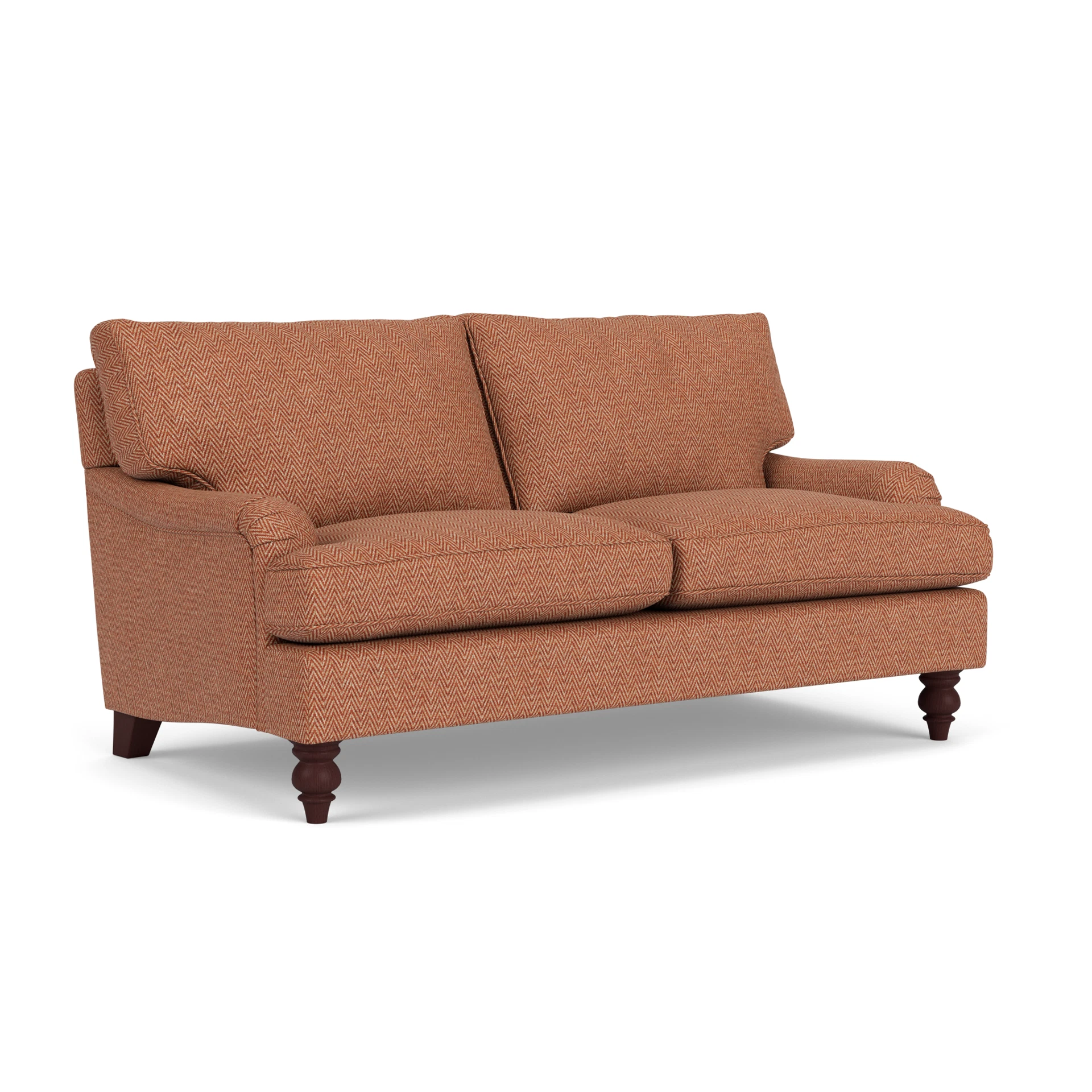 Morris Large 2 Seater Sofa in Herringbone Weave - Brick with Light legs