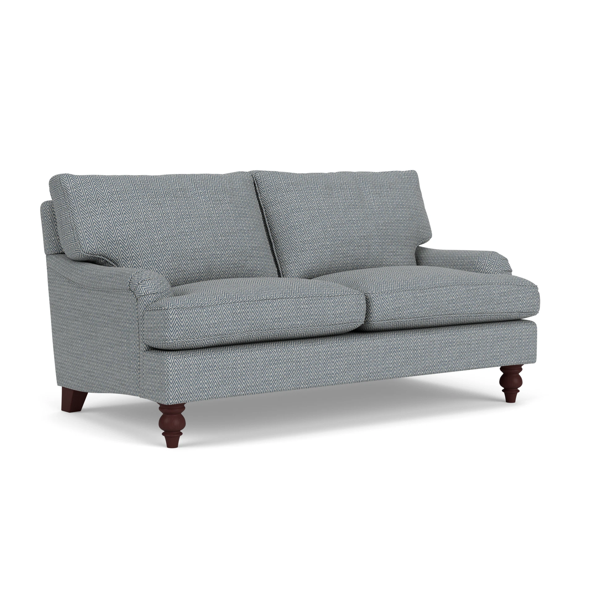 Morris Large 2 Seater Sofa in Herringbone Weave - Navy with Light legs