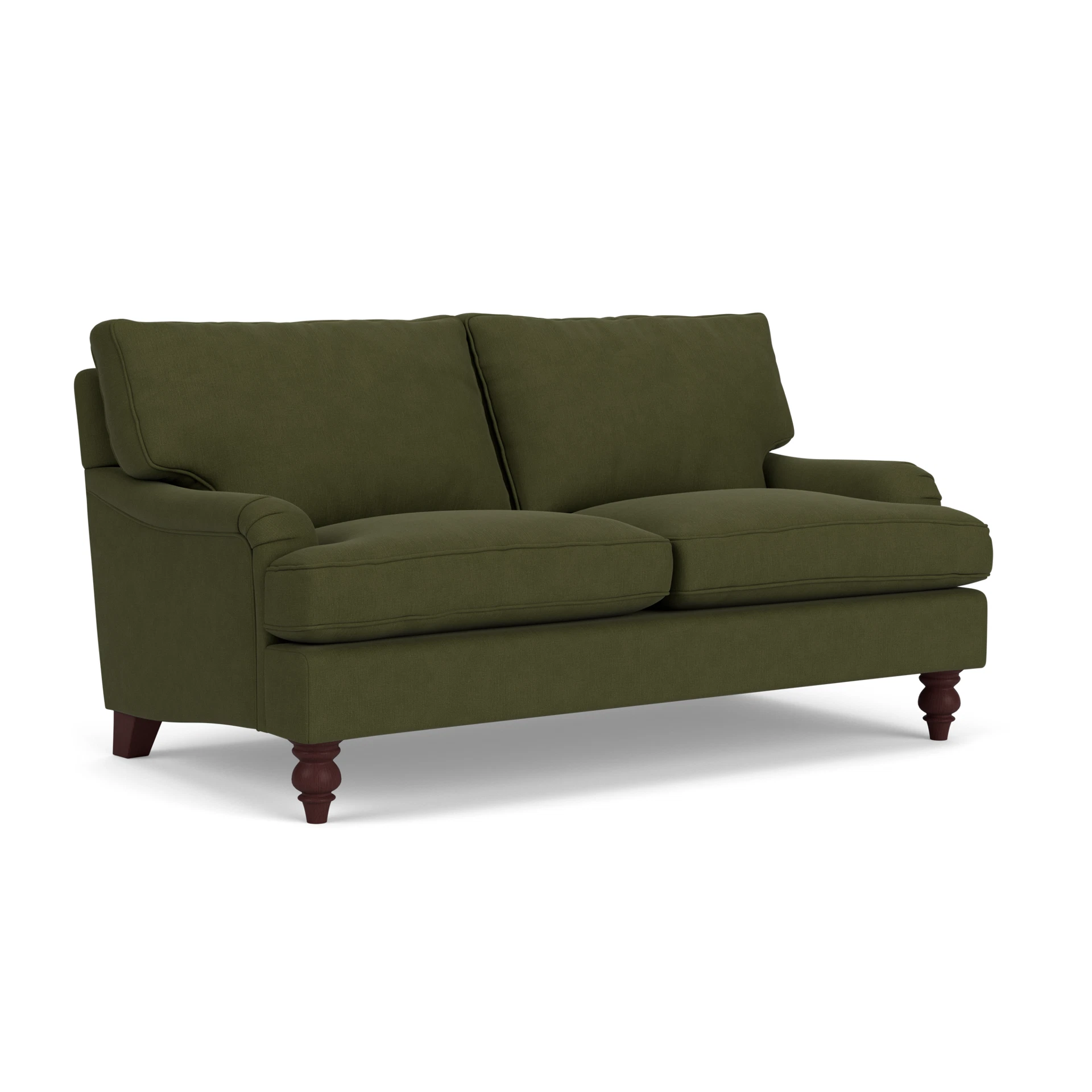 Morris Large 2 Seater Sofa in House Linen Mix - Forest Green with Light legs