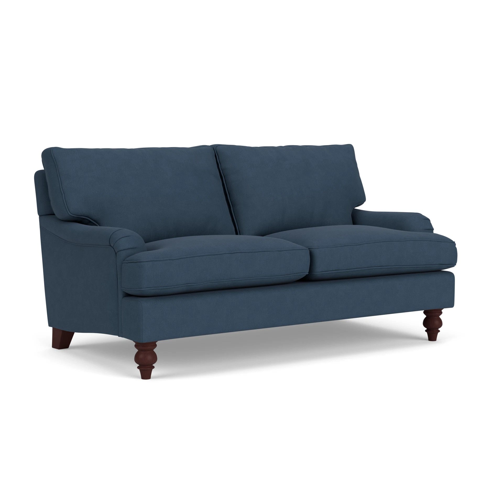 Morris Large 2 Seater Sofa in House Linen Mix - Indigo with Light legs