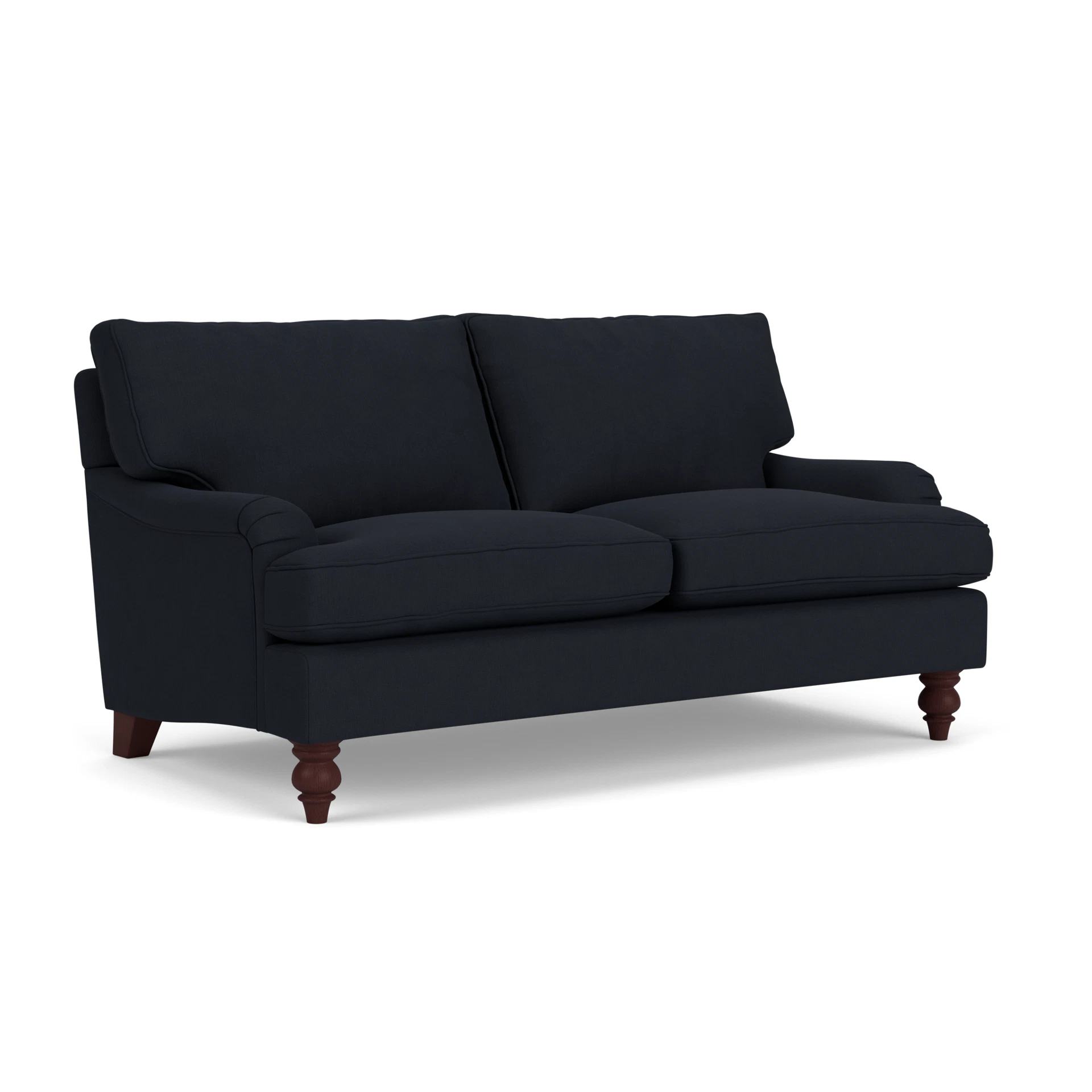 Morris Large 2 Seater Sofa in House Linen Mix - Ink with Light legs