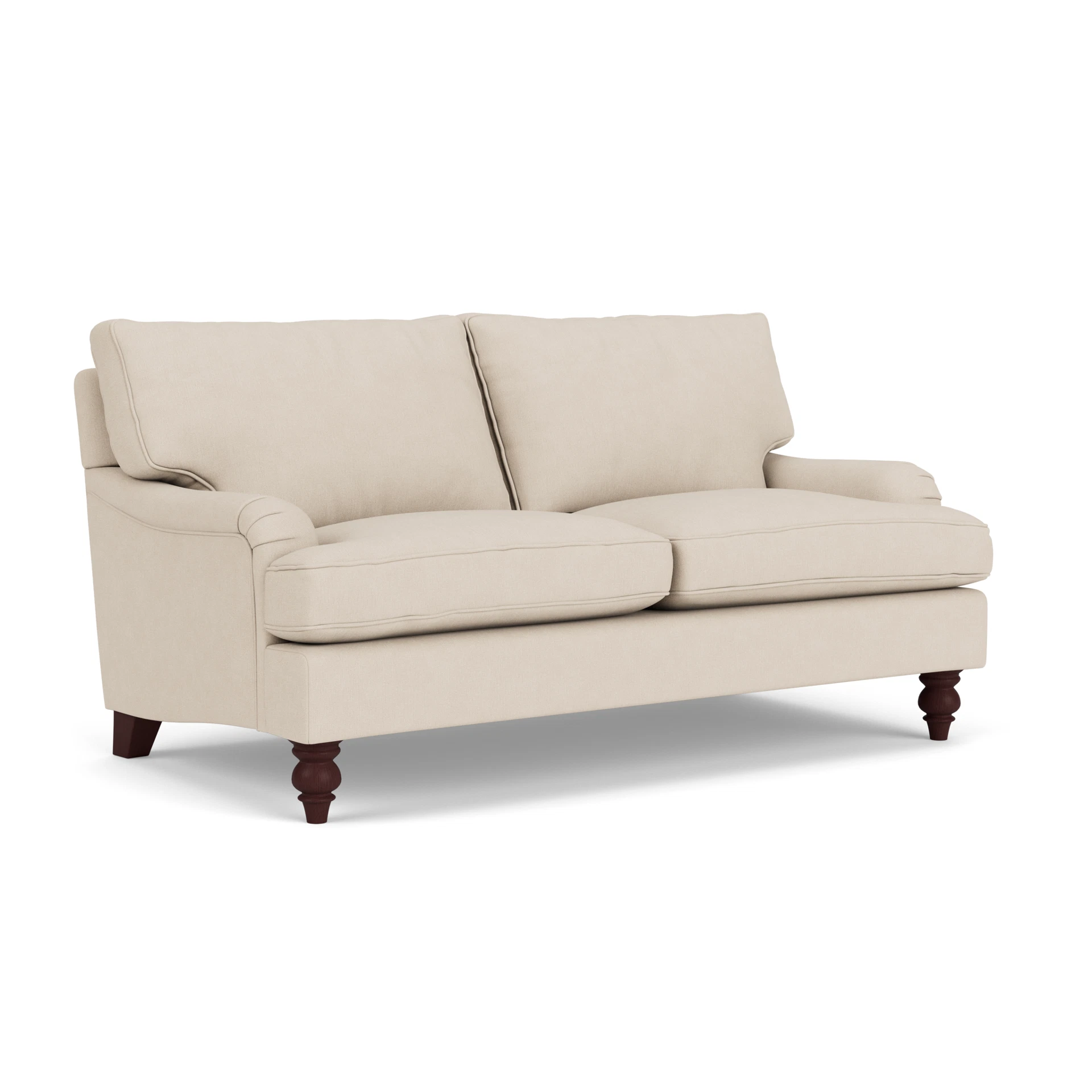 Morris Large 2 Seater Sofa in House Linen Mix - Lily White with Light legs