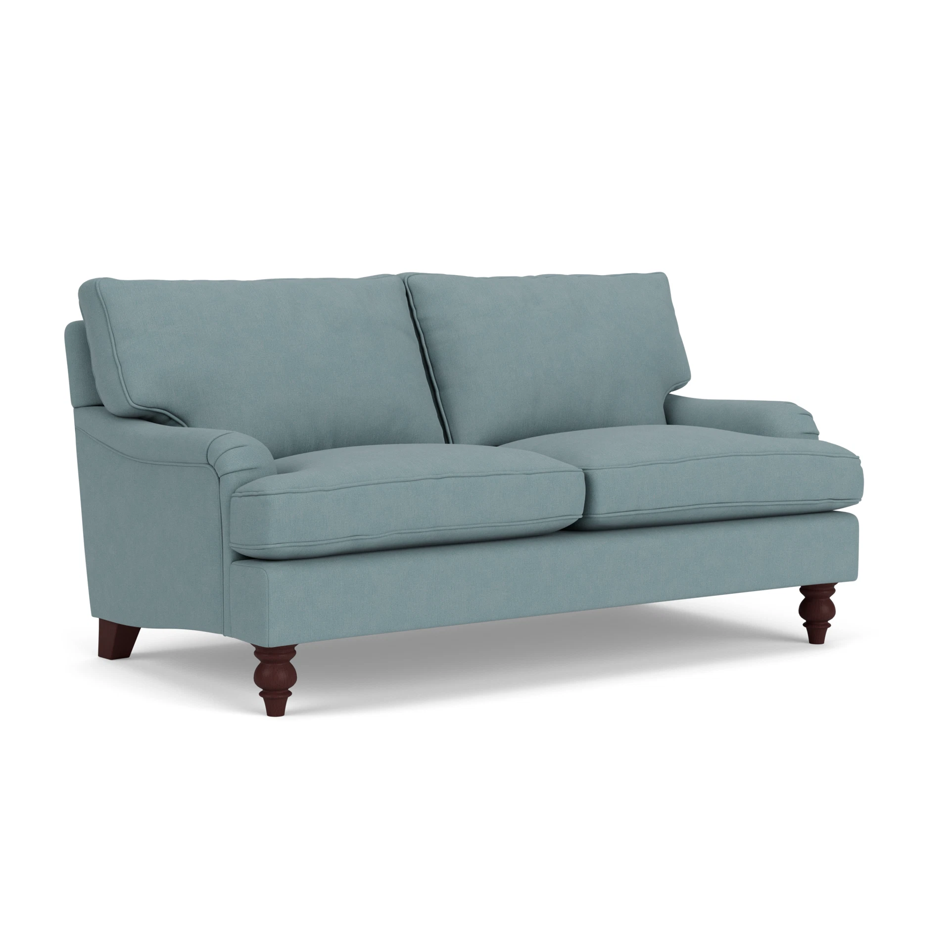 Morris Large 2 Seater Sofa in House Linen Mix - Sky Blue with Light legs