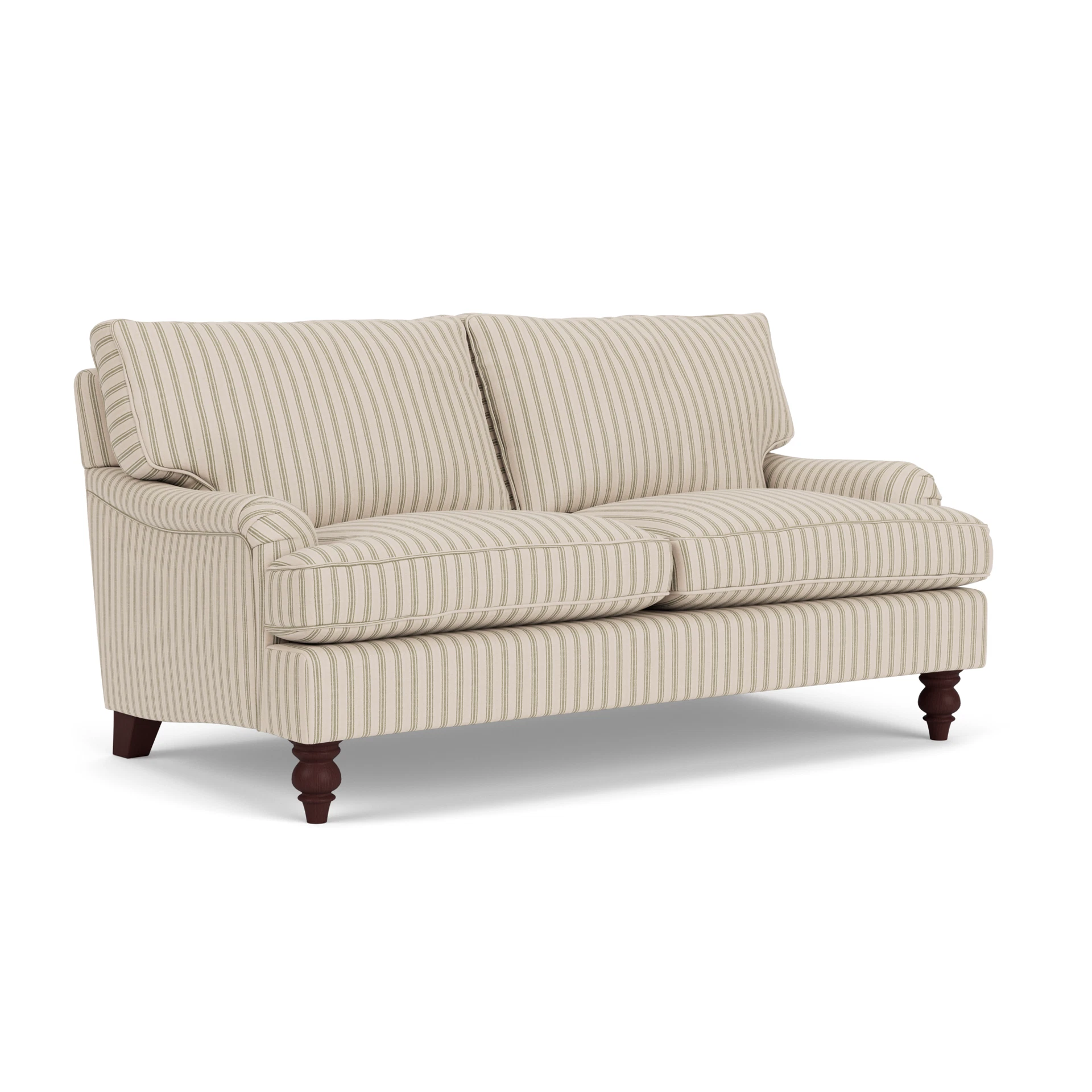 Morris Large 2 Seater Sofa in Kingham Stripe - Sage with Light legs