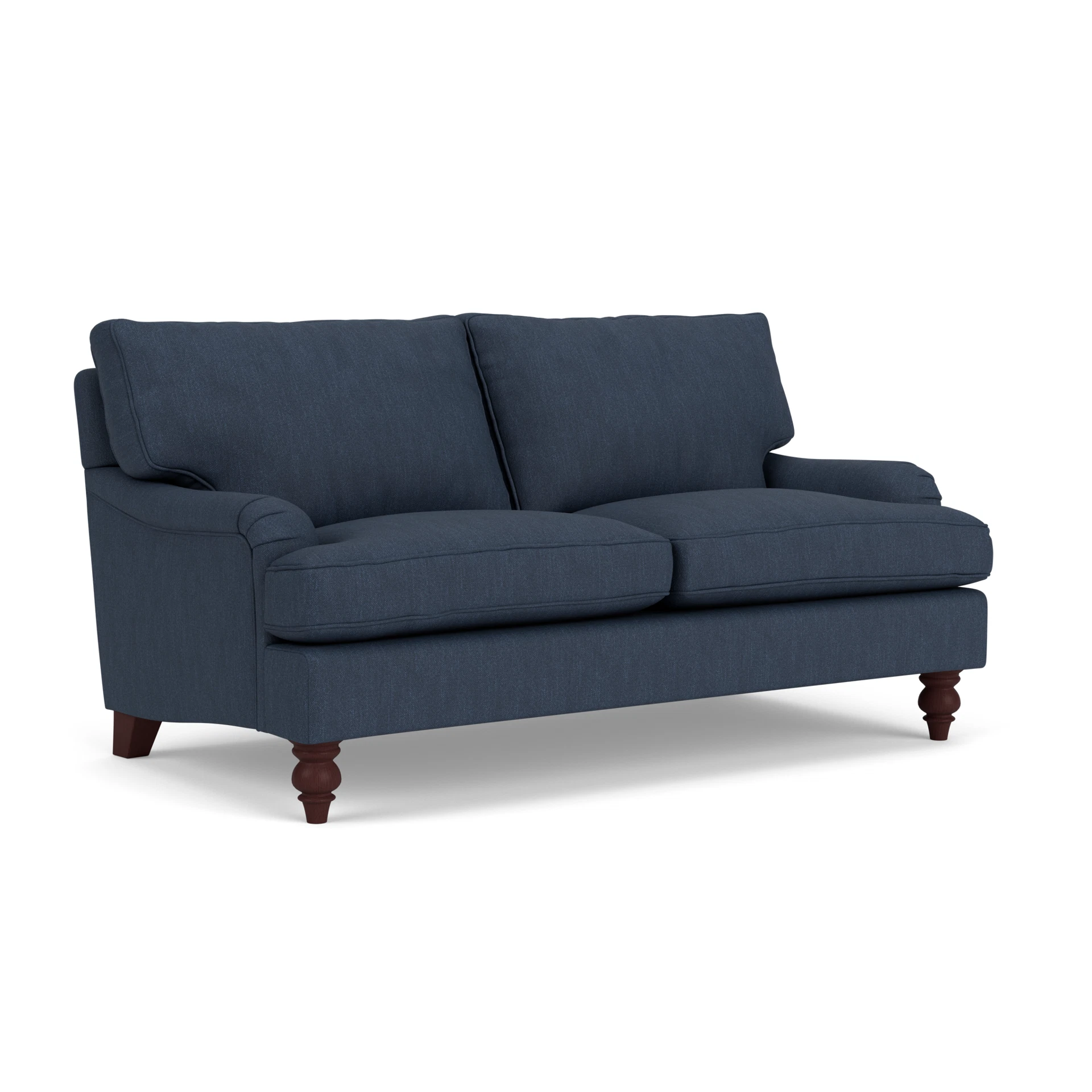 Morris Large 2 Seater Sofa in Luxury Italian Linen - Indigo with Light legs