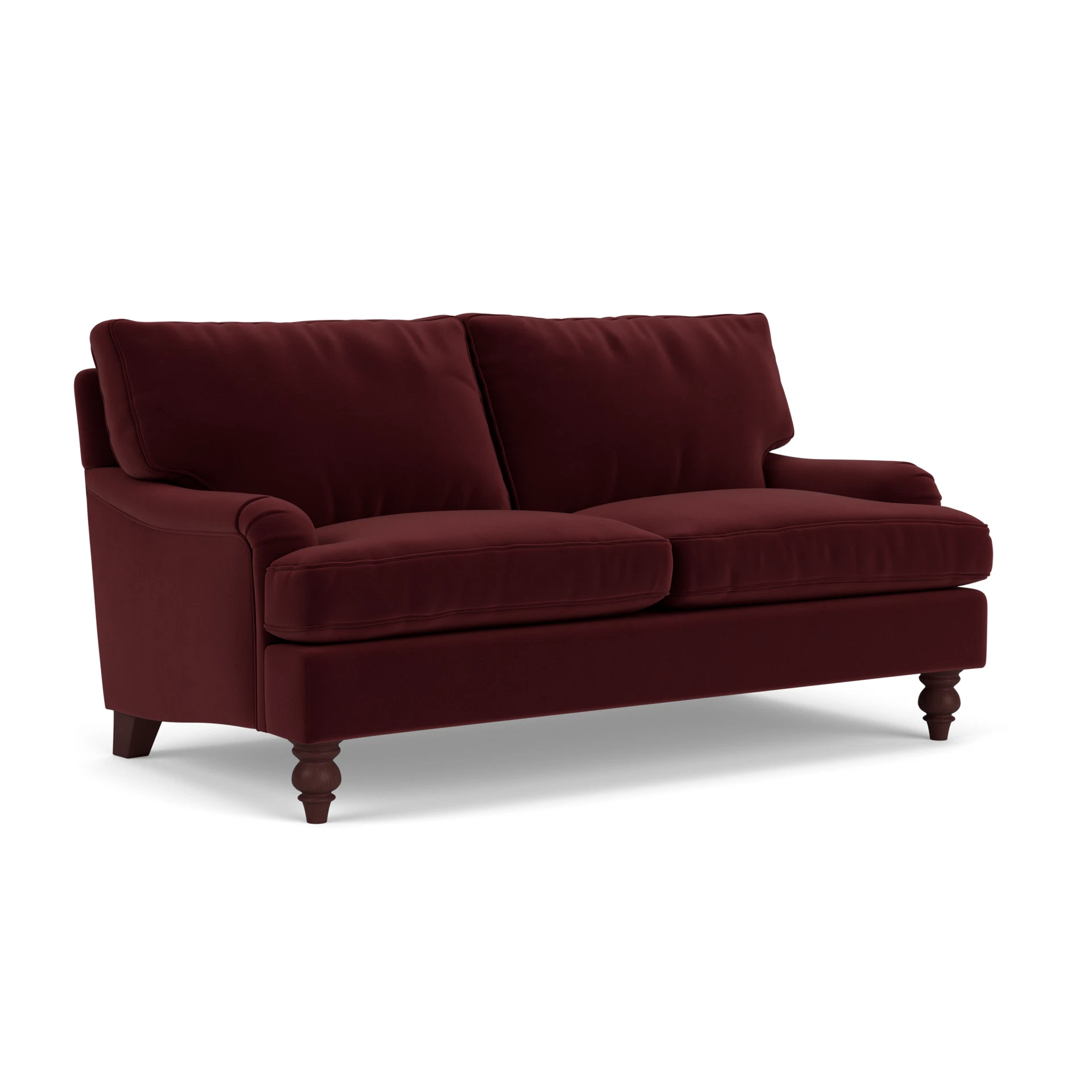 Morris Large 2 Seater Sofa in Matt Velvet - Dark Rosehip with Light legs