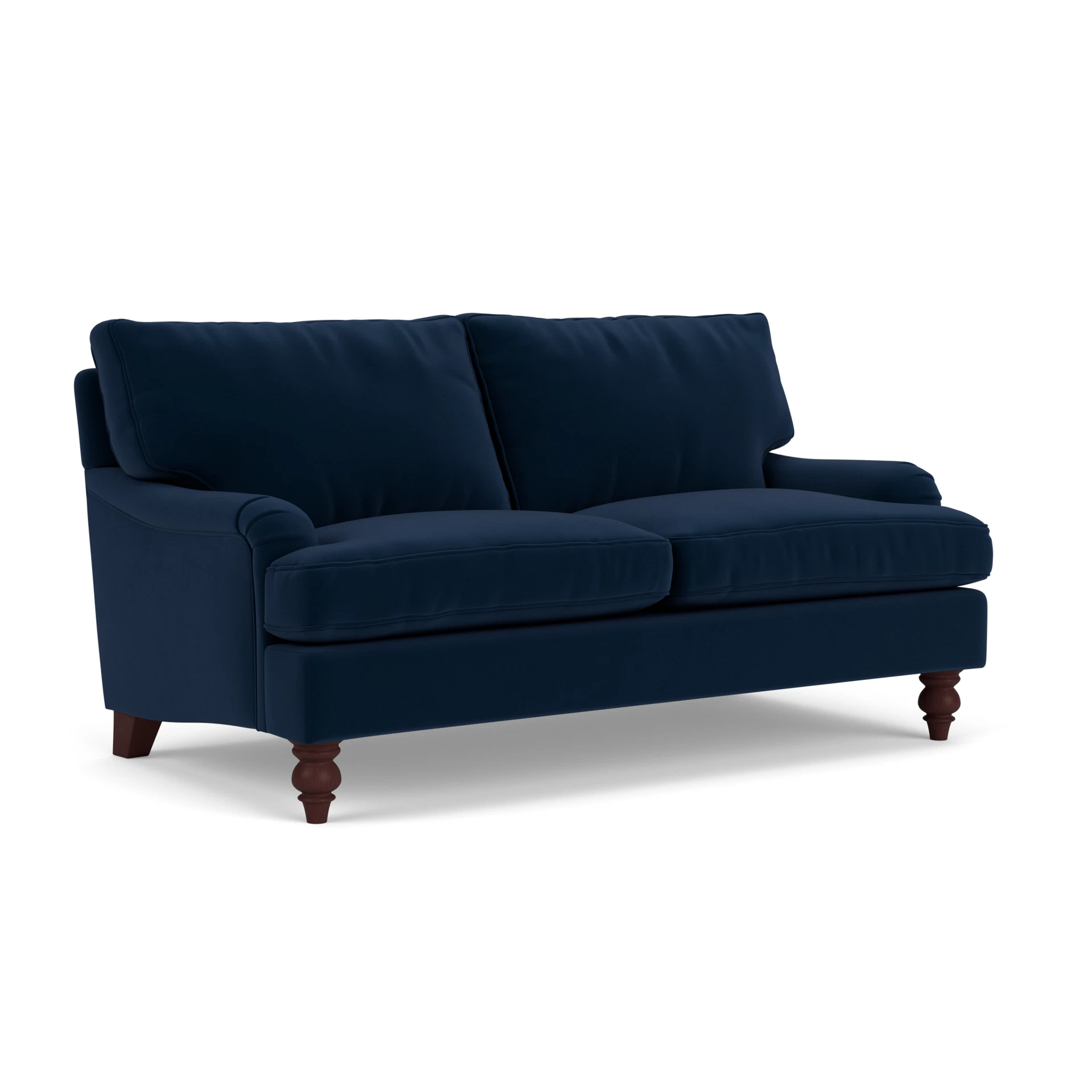 Morris Large 2 Seater Sofa in Matt Velvet - Deep Blue with Light legs