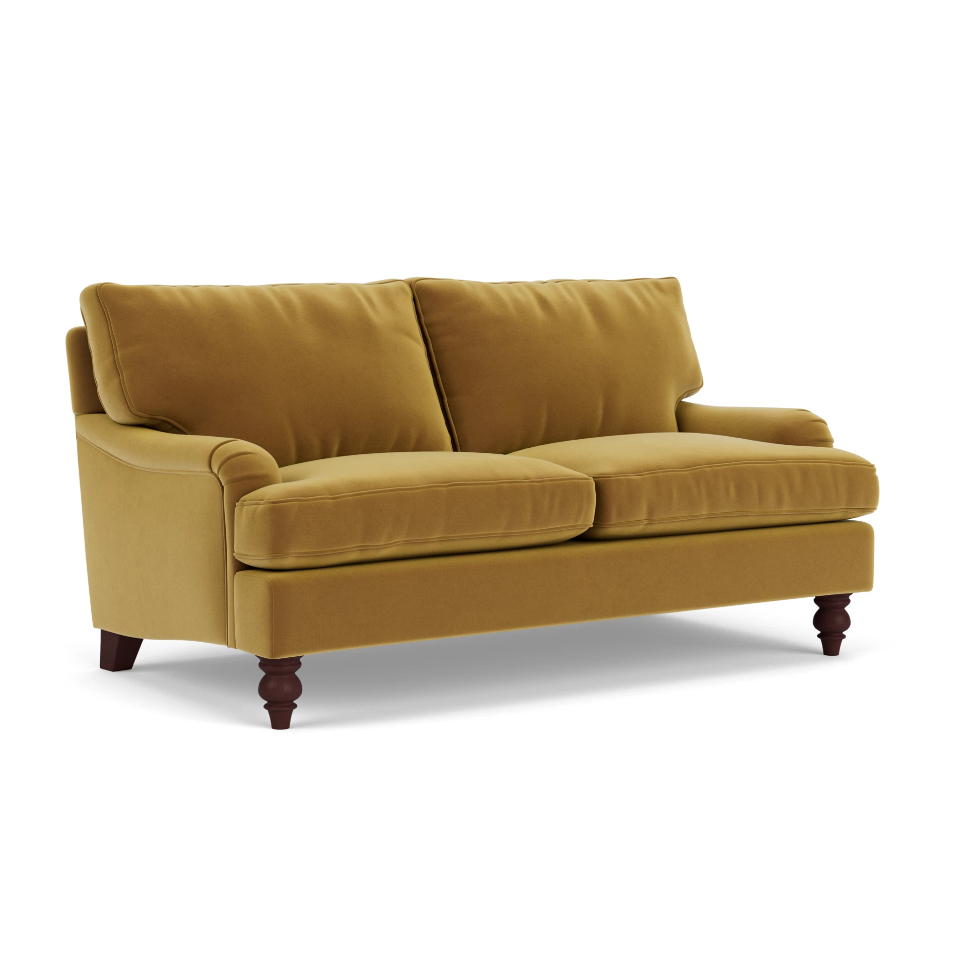 Morris Large 2 Seater Sofa in Matt Velvet - Mustard with Light legs
