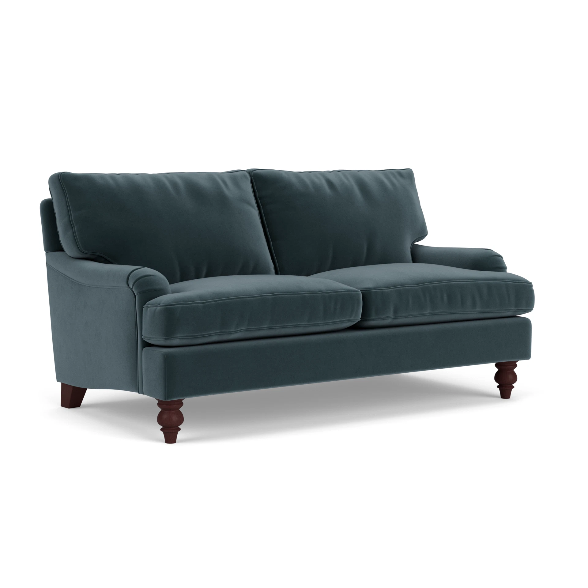 Morris Large 2 Seater Sofa in Matt Velvet - Night Sky with Light legs