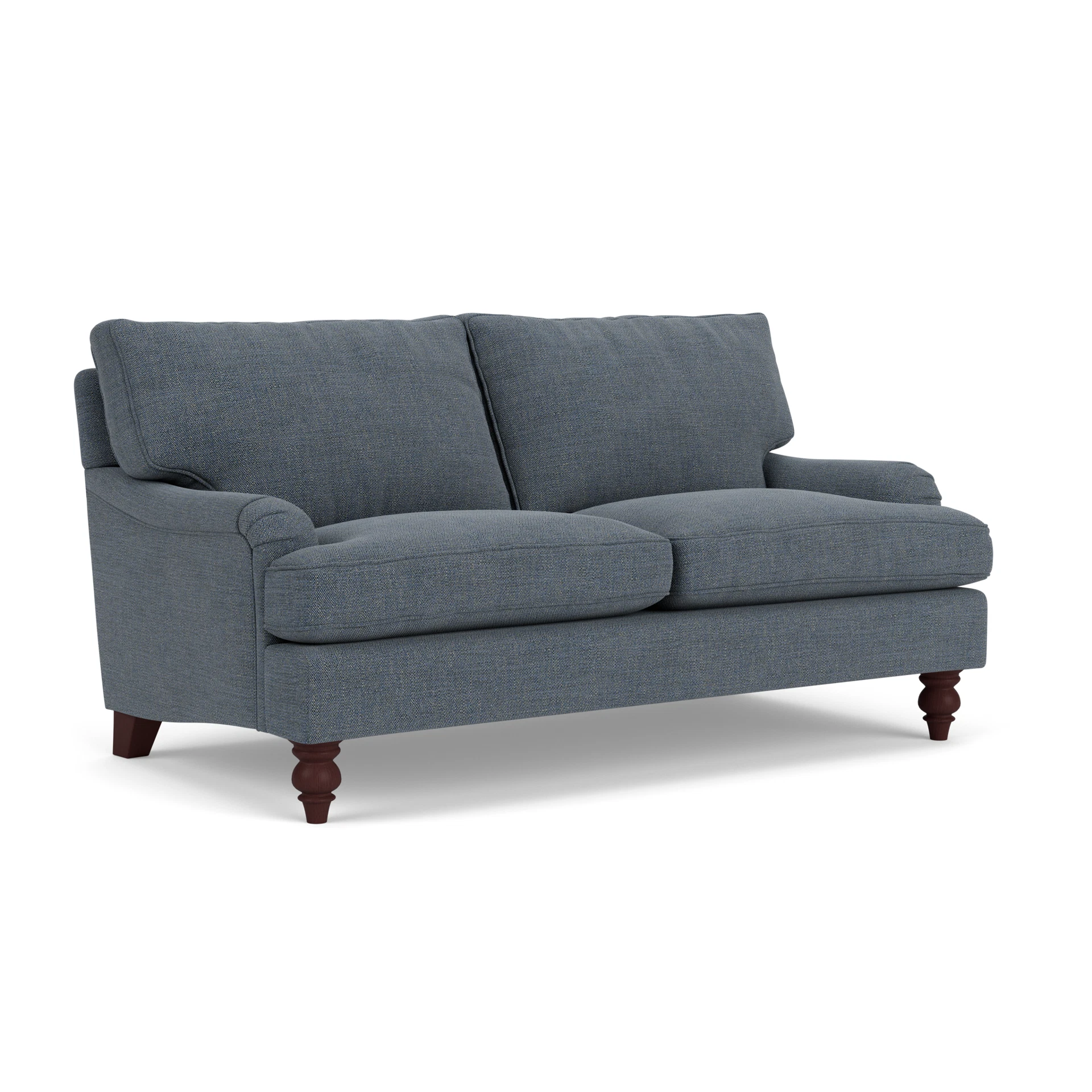 Morris Large 2 Seater Sofa in Rustic Weave - Indigo with Light legs