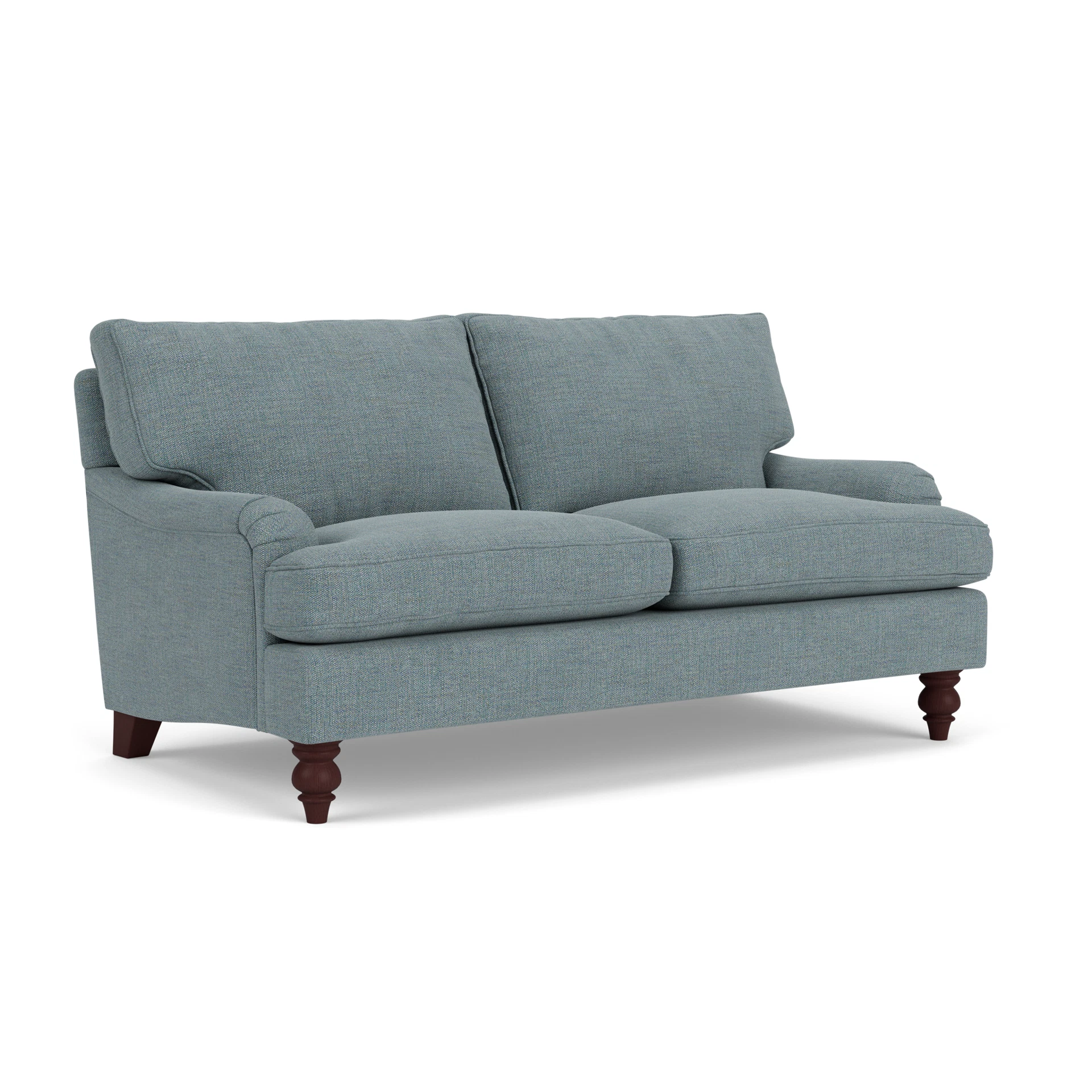 Morris Large 2 Seater Sofa in Rustic Weave - Teal Marl with Light legs
