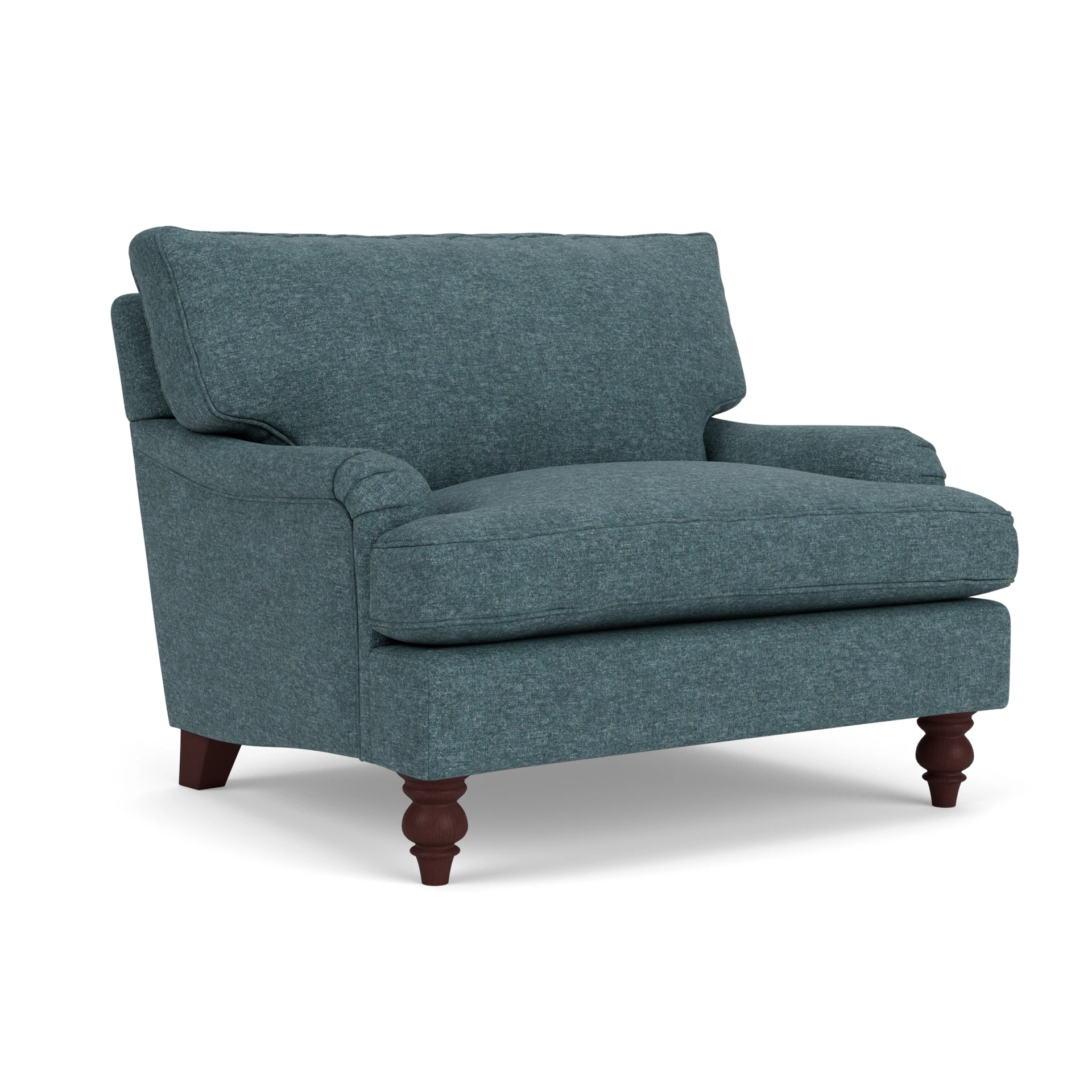 Morris Love Seat in Aquaclean Oxford - Lake Marl with Light legs