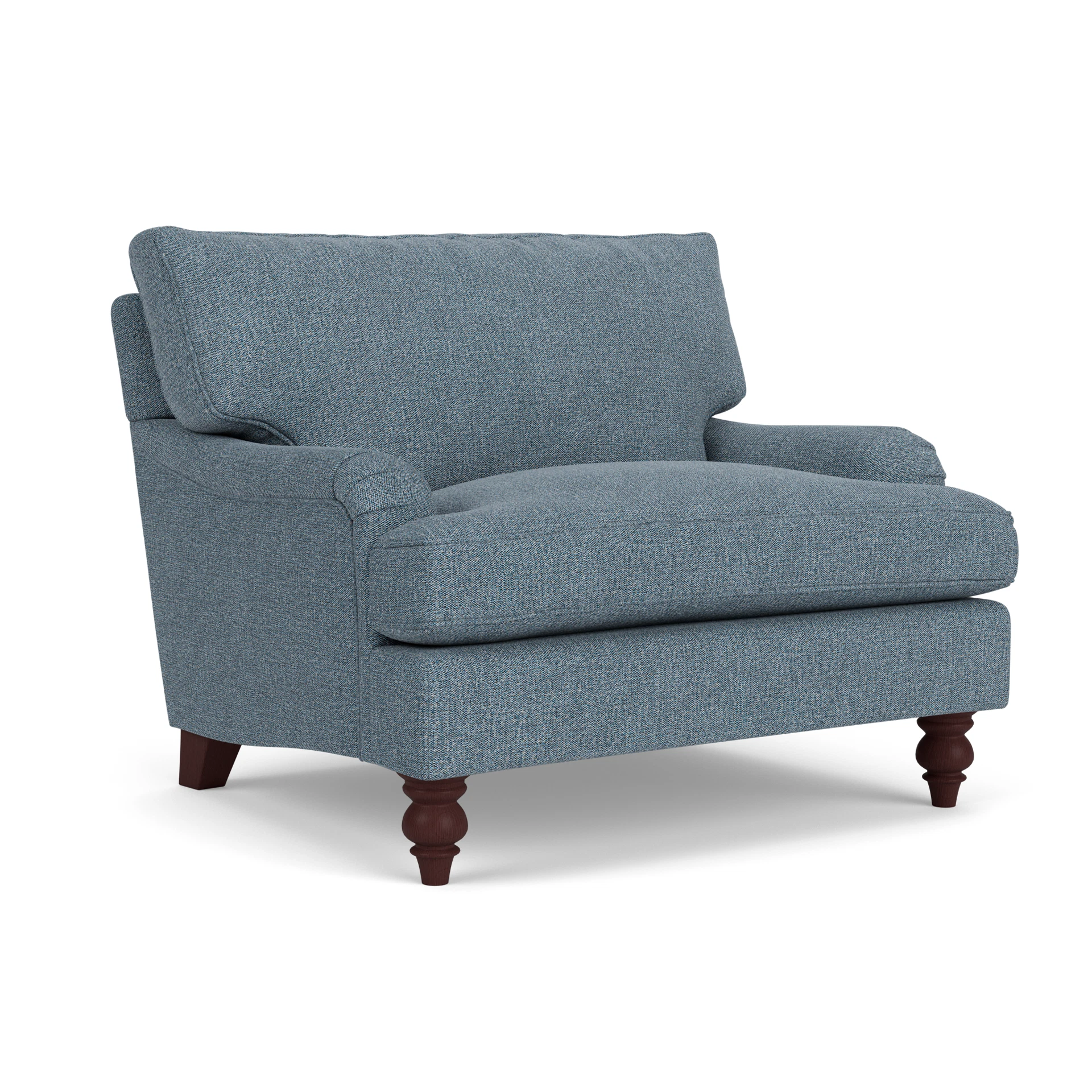 Morris Love Seat in Aquaclean Oxford - Mid Blue with Light legs