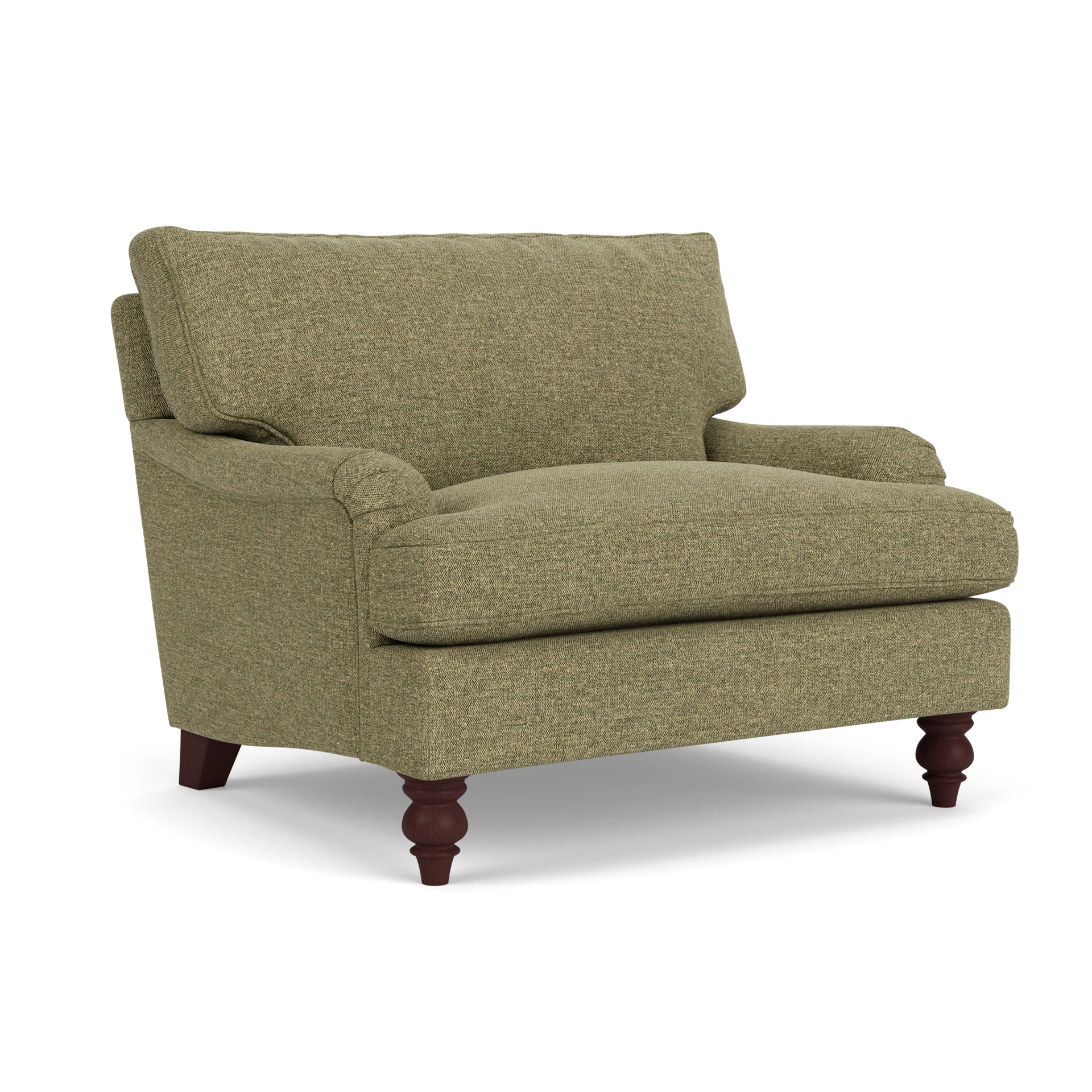 Morris Love Seat in Aquaclean Oxford - Sage with Light legs