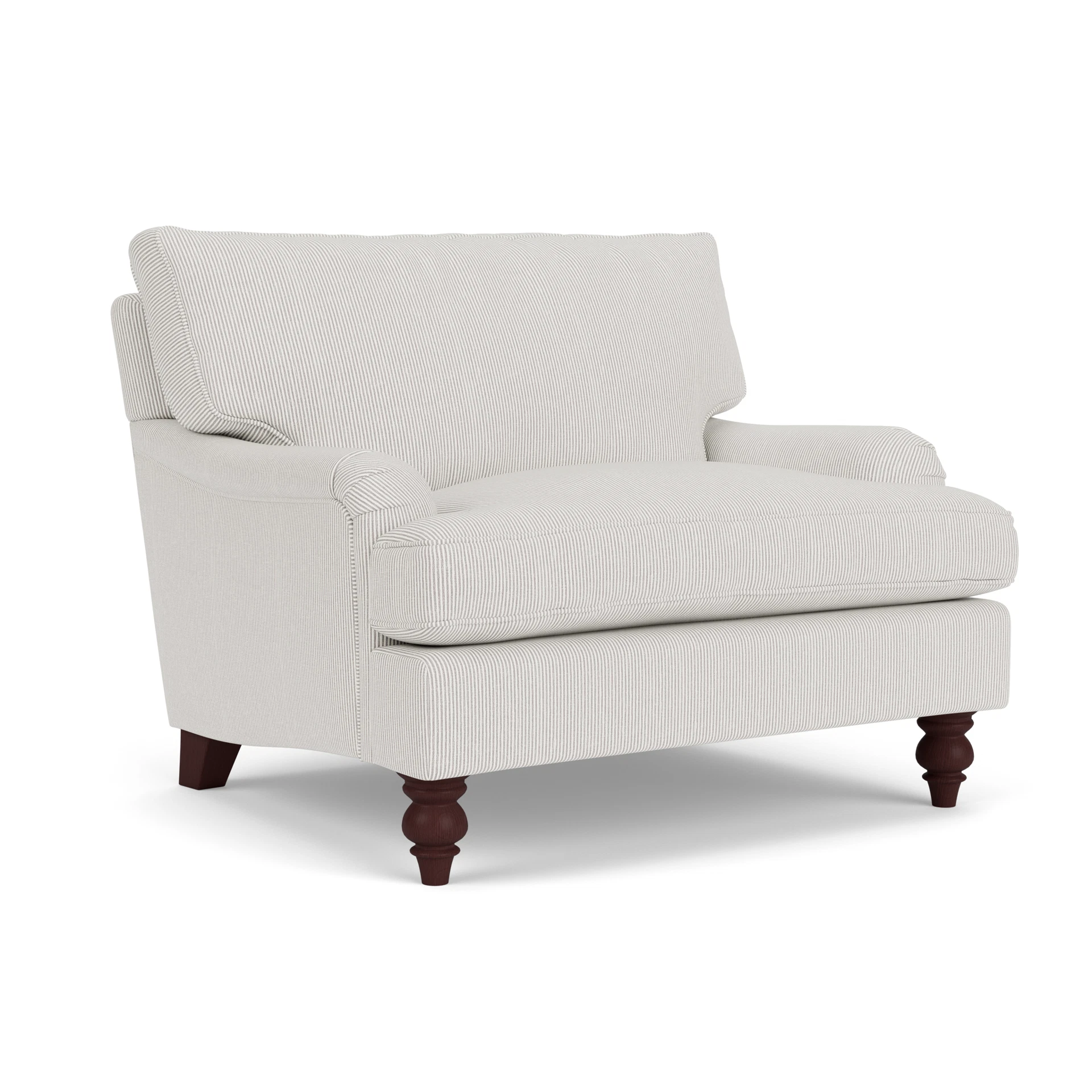 Morris Love Seat in Broadway Stripe - Grey with Light legs