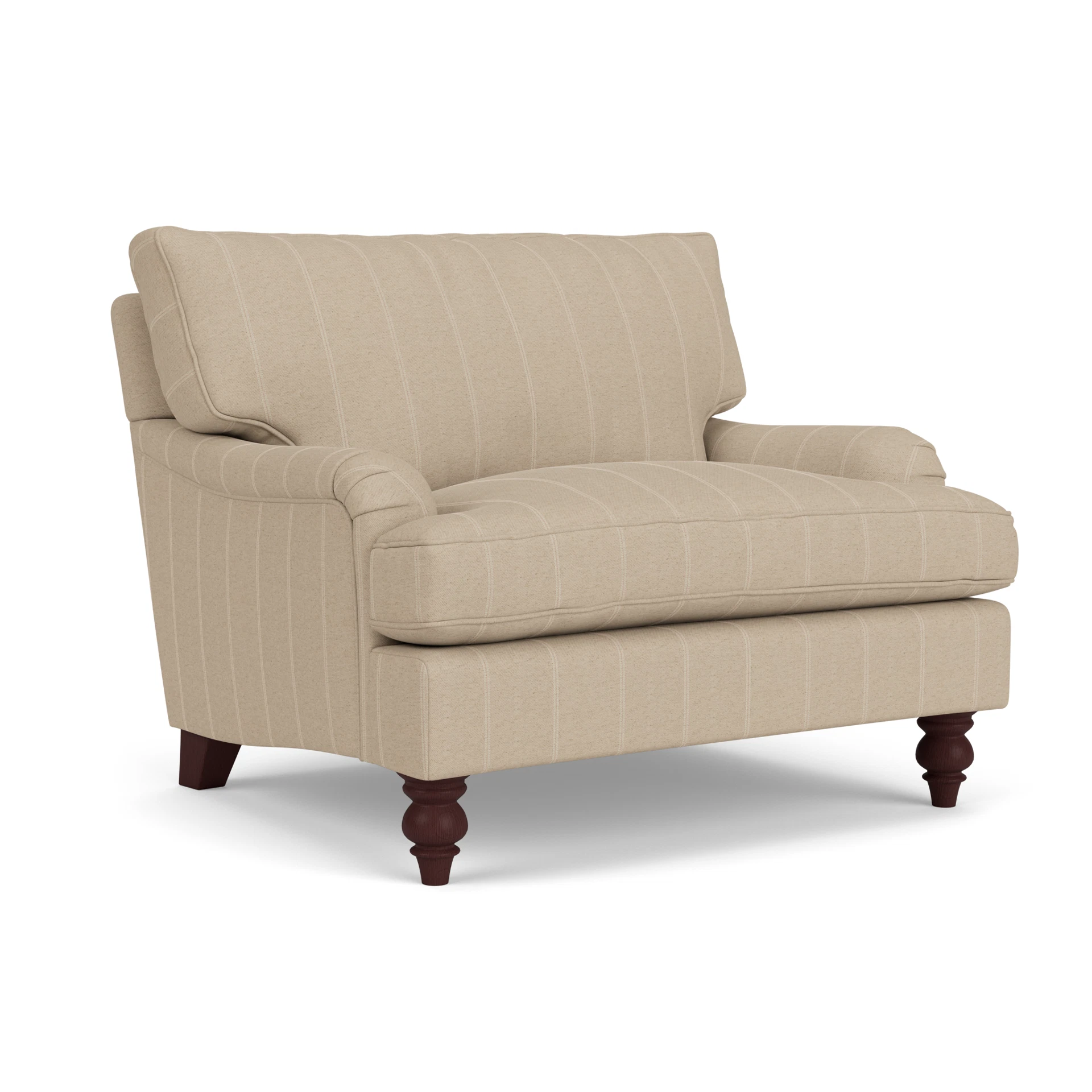 Morris Love Seat in Compton Stripe - Natural with Light legs