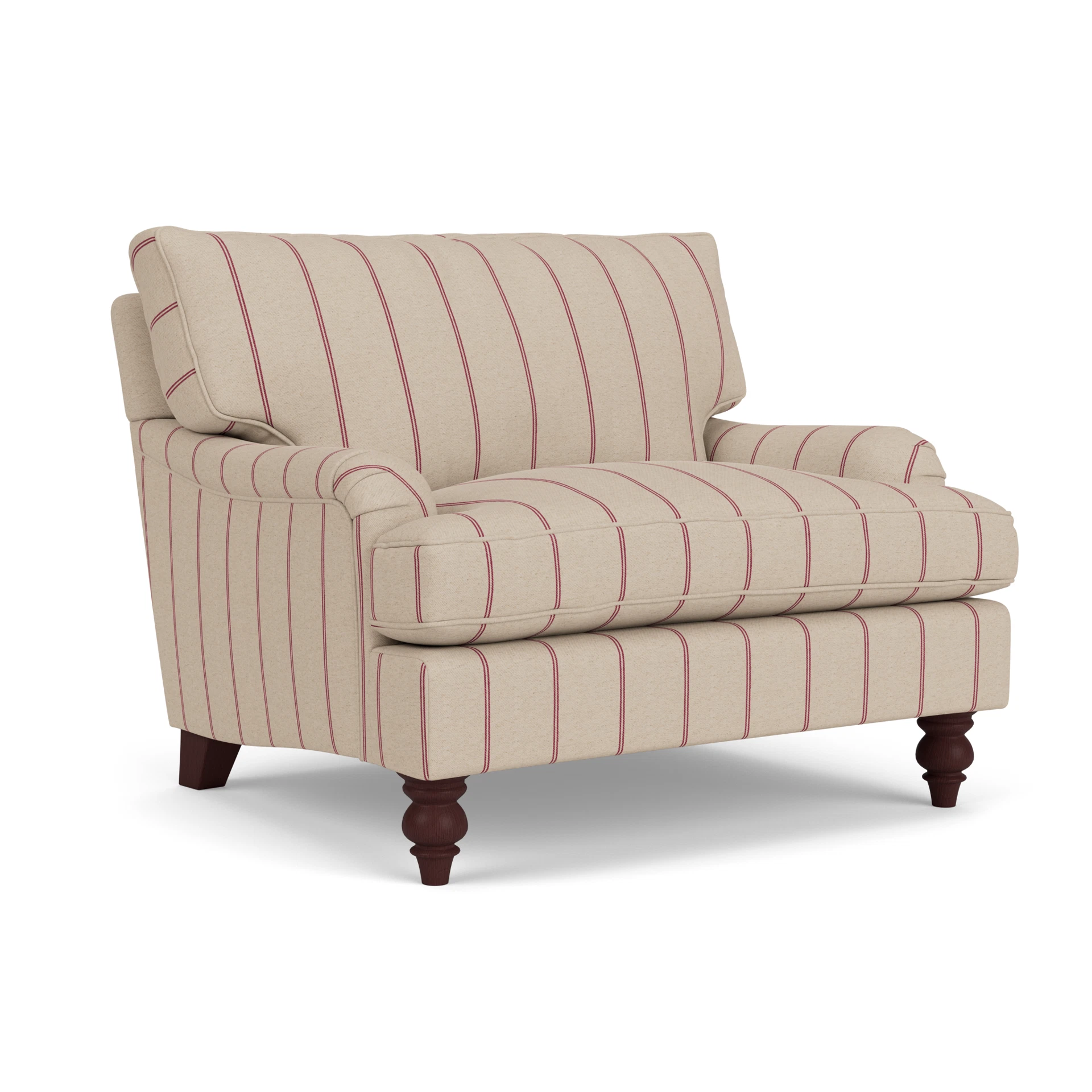 Morris Love Seat in Compton Stripe - Raspberry with Light legs