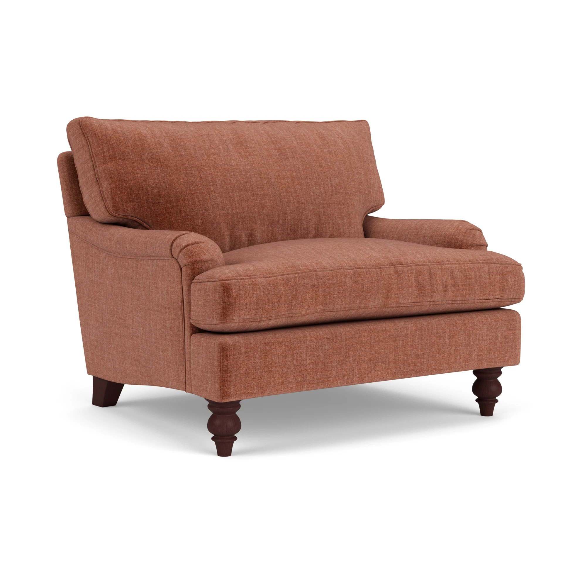 Morris Love Seat in Eco Chenille - Cinnamon with Light legs