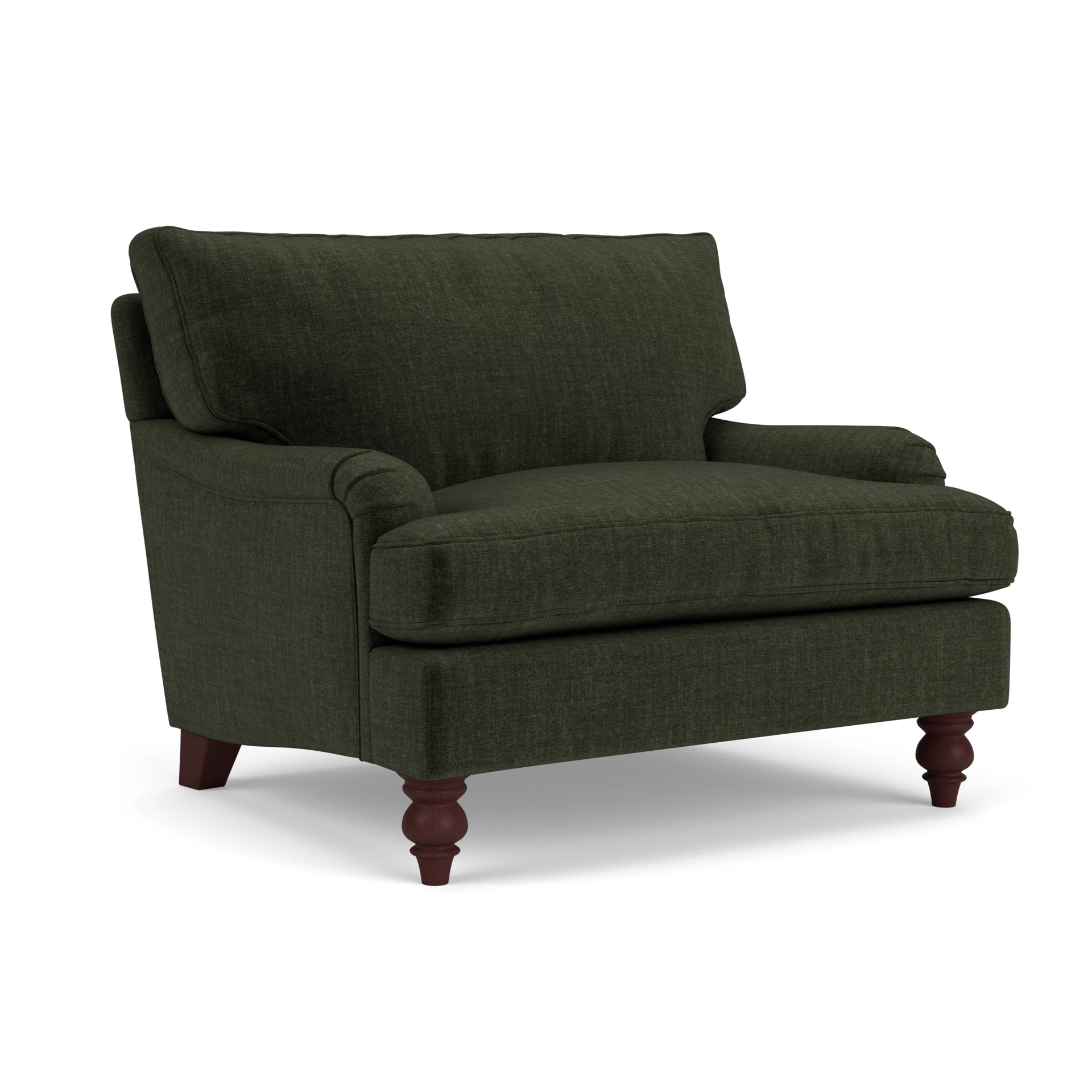 Morris Love Seat in Eco Chenille - Moss with Light legs