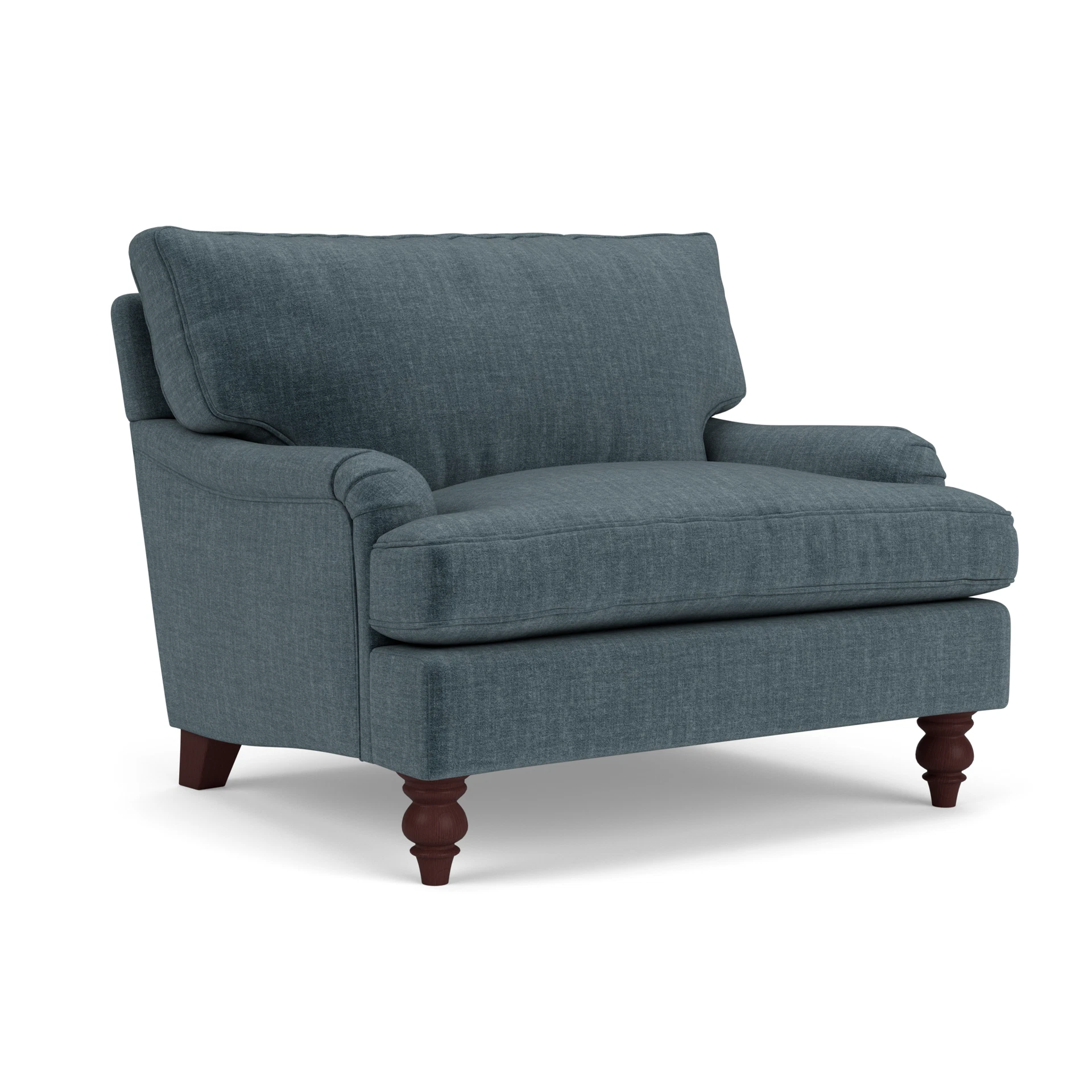 Morris Love Seat in Eco Chenille - Teal with Light legs