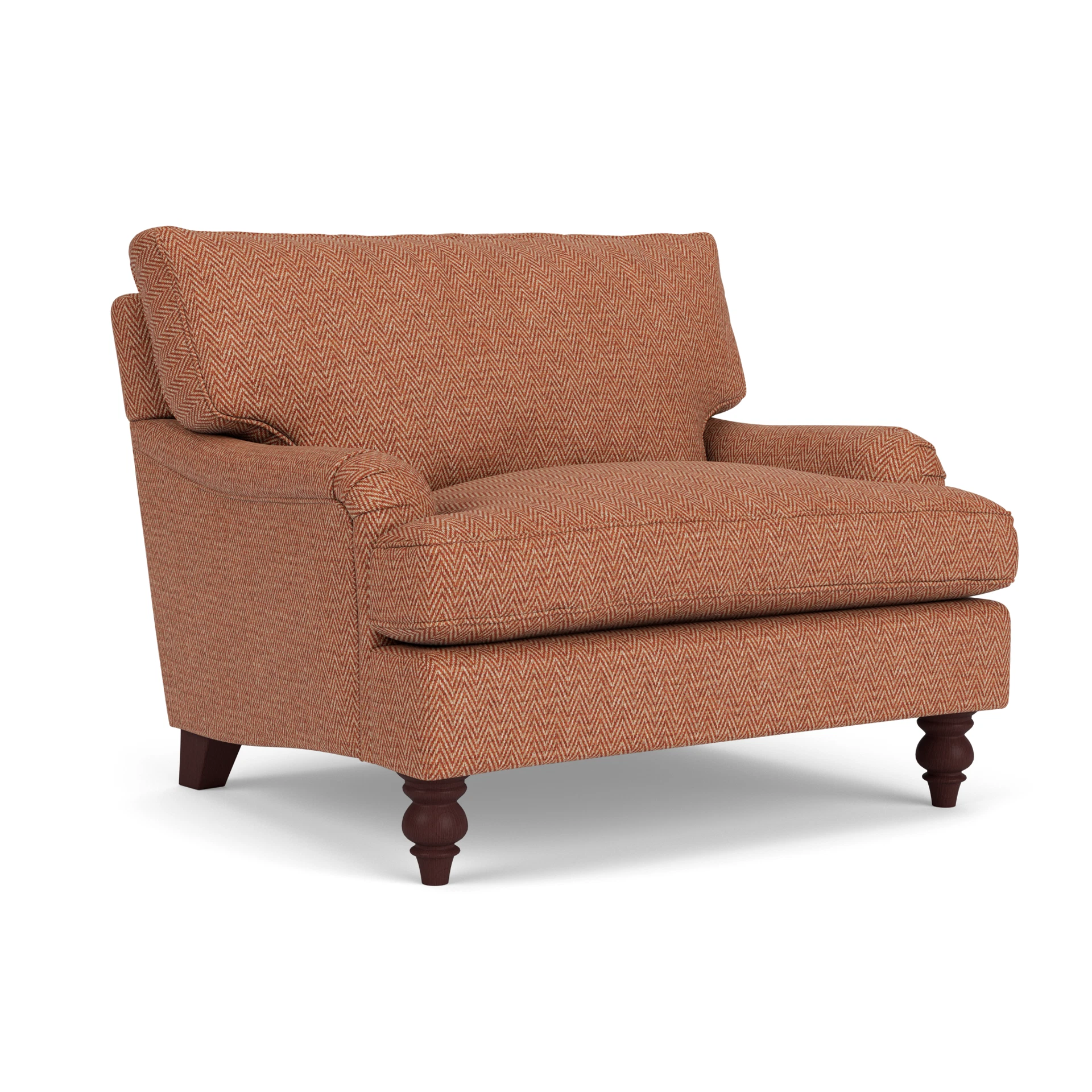 Morris Love Seat in Herringbone Weave - Brick with Light legs