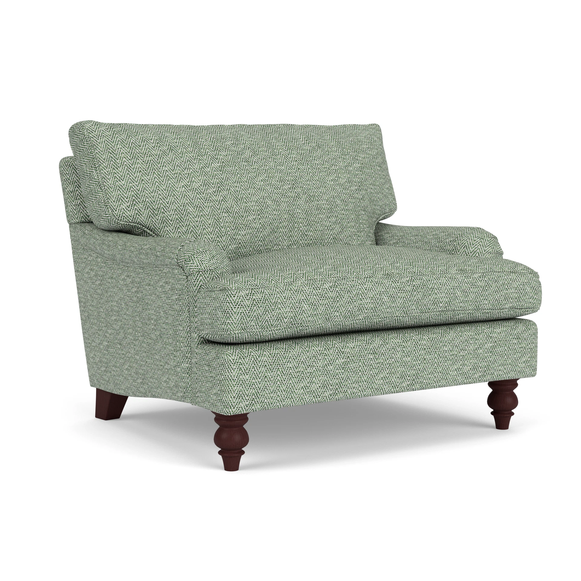 Morris Love Seat in Herringbone Weave - Lake with Light legs