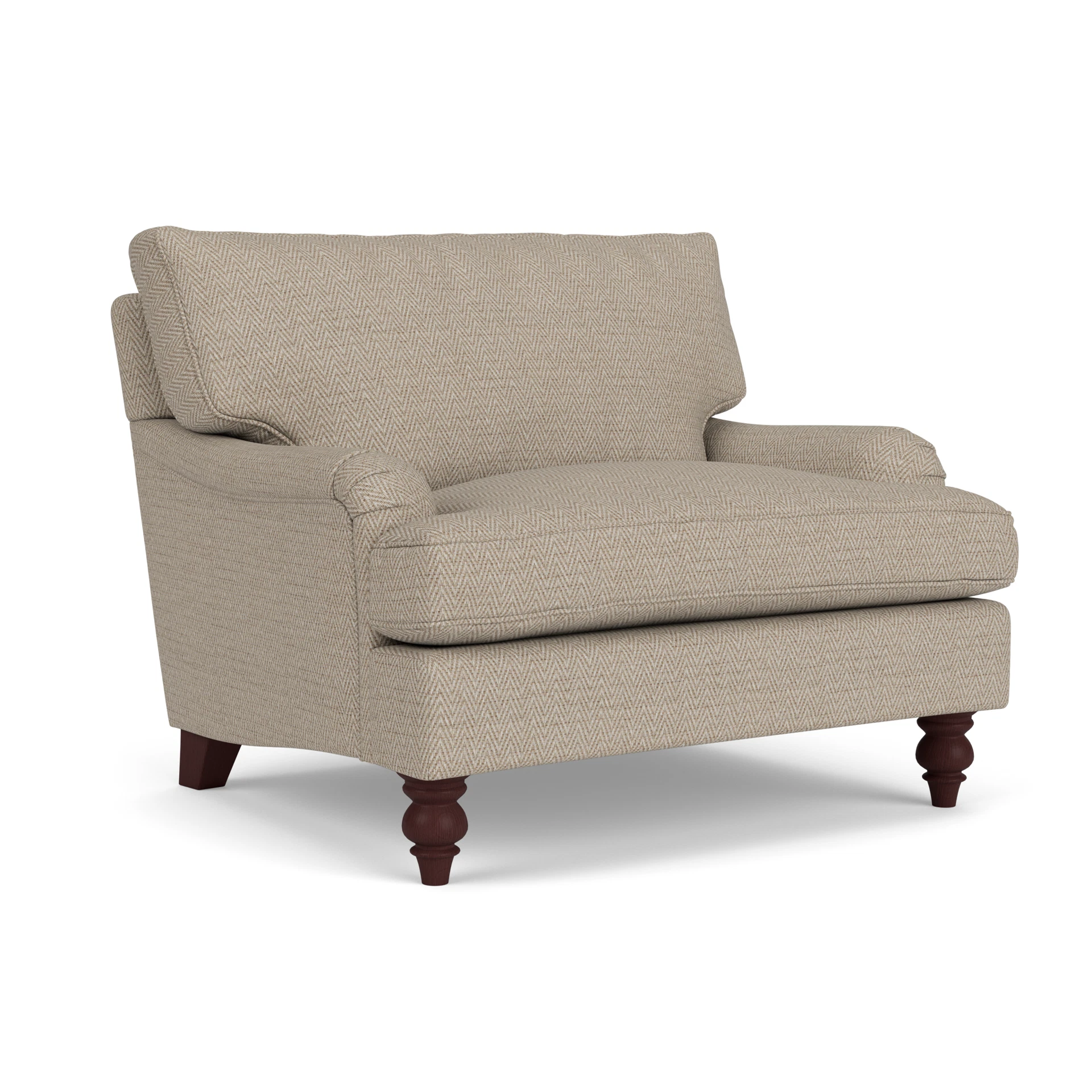 Morris Love Seat in Herringbone Weave - Natural with Light legs