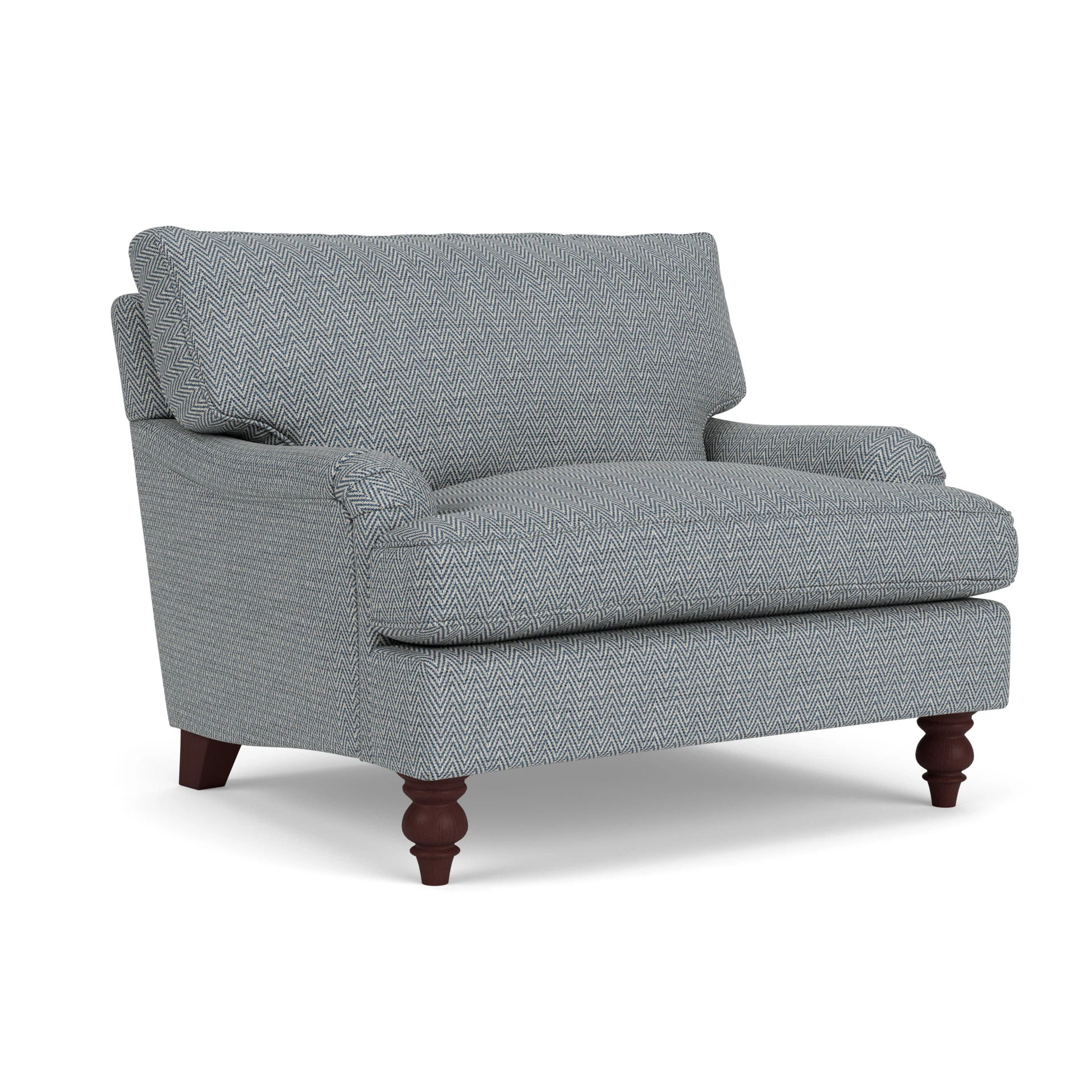 Morris Love Seat in Herringbone Weave - Navy with Light legs