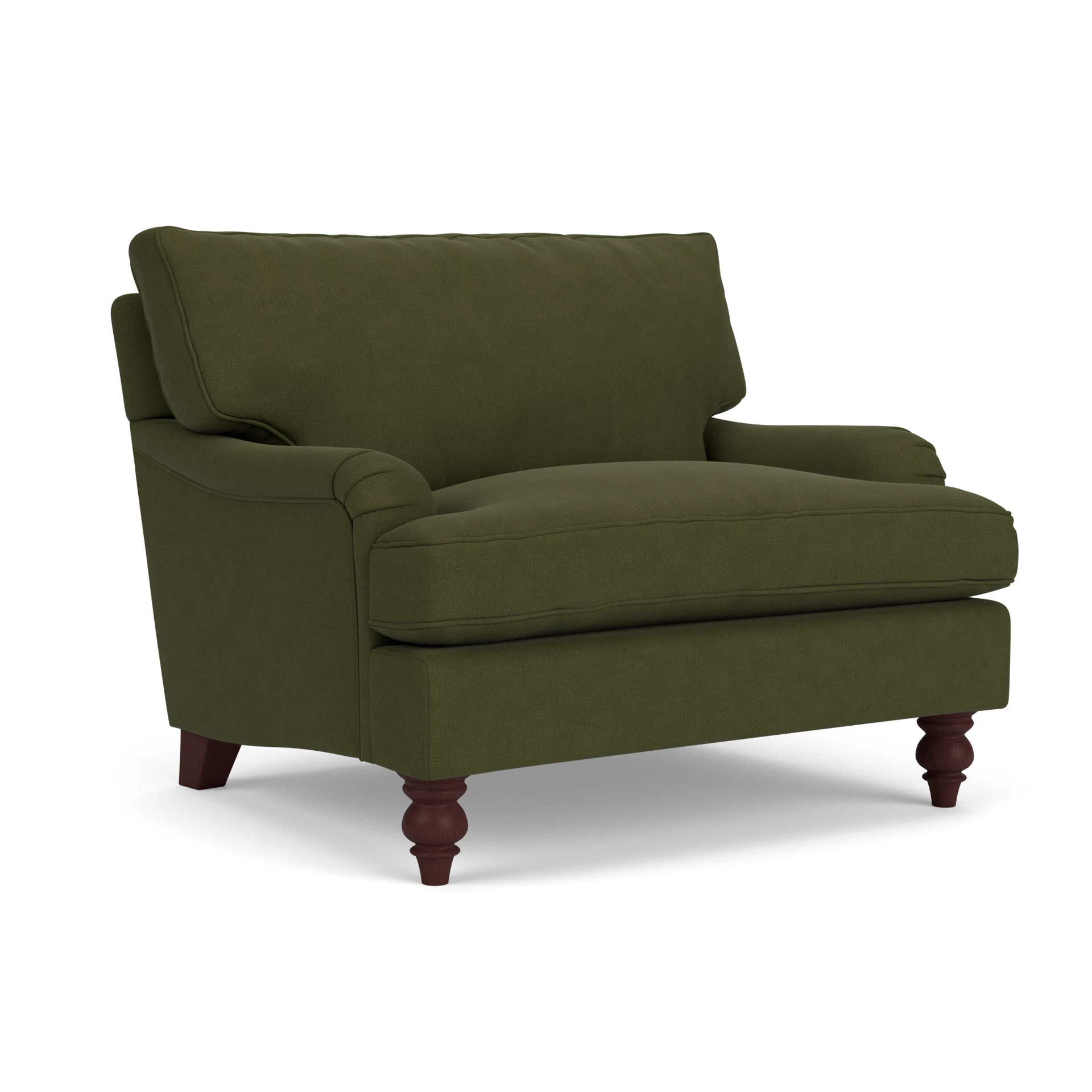 Morris Love Seat in House Linen Mix - Forest Green with Light legs