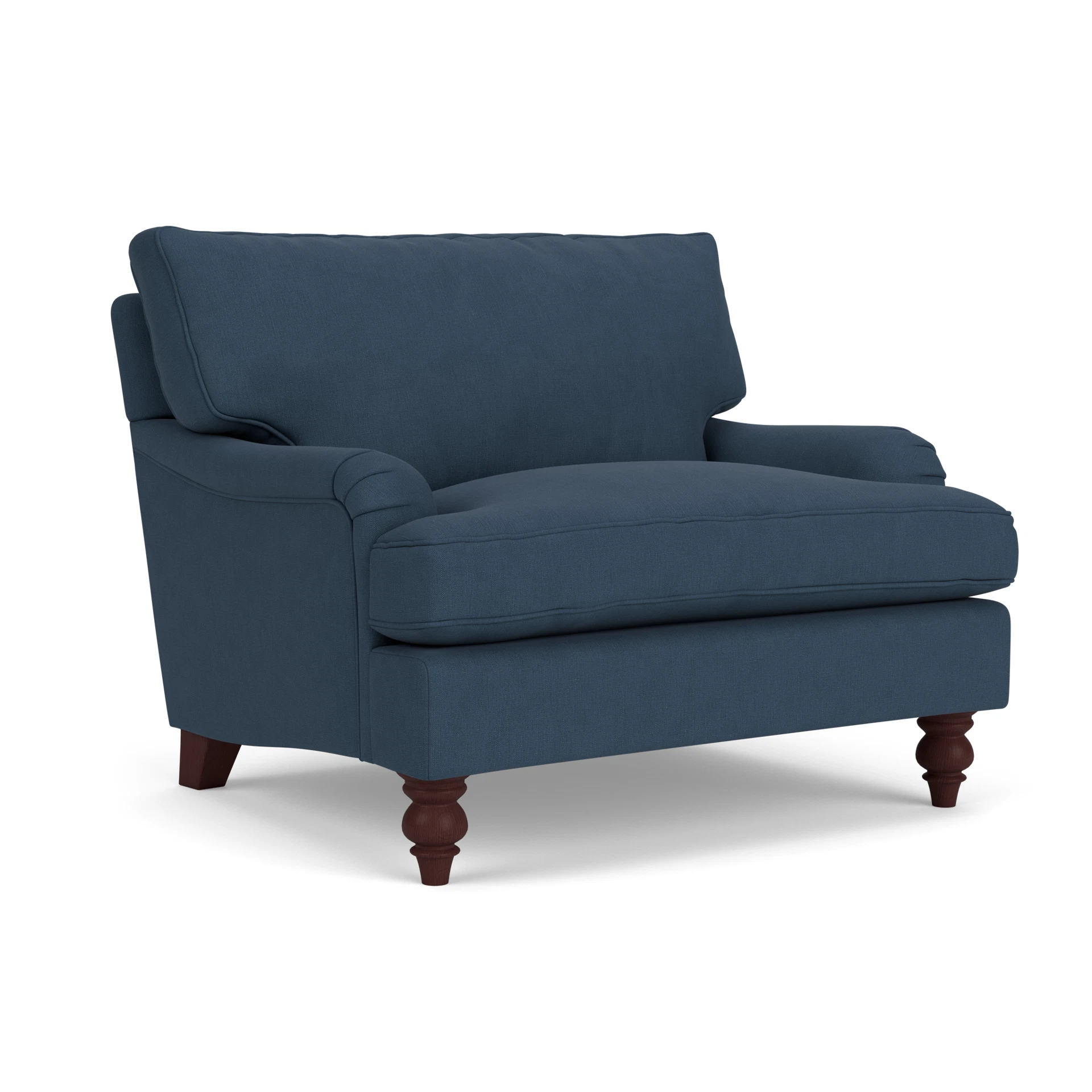 Morris Love Seat in House Linen Mix - Indigo with Light legs