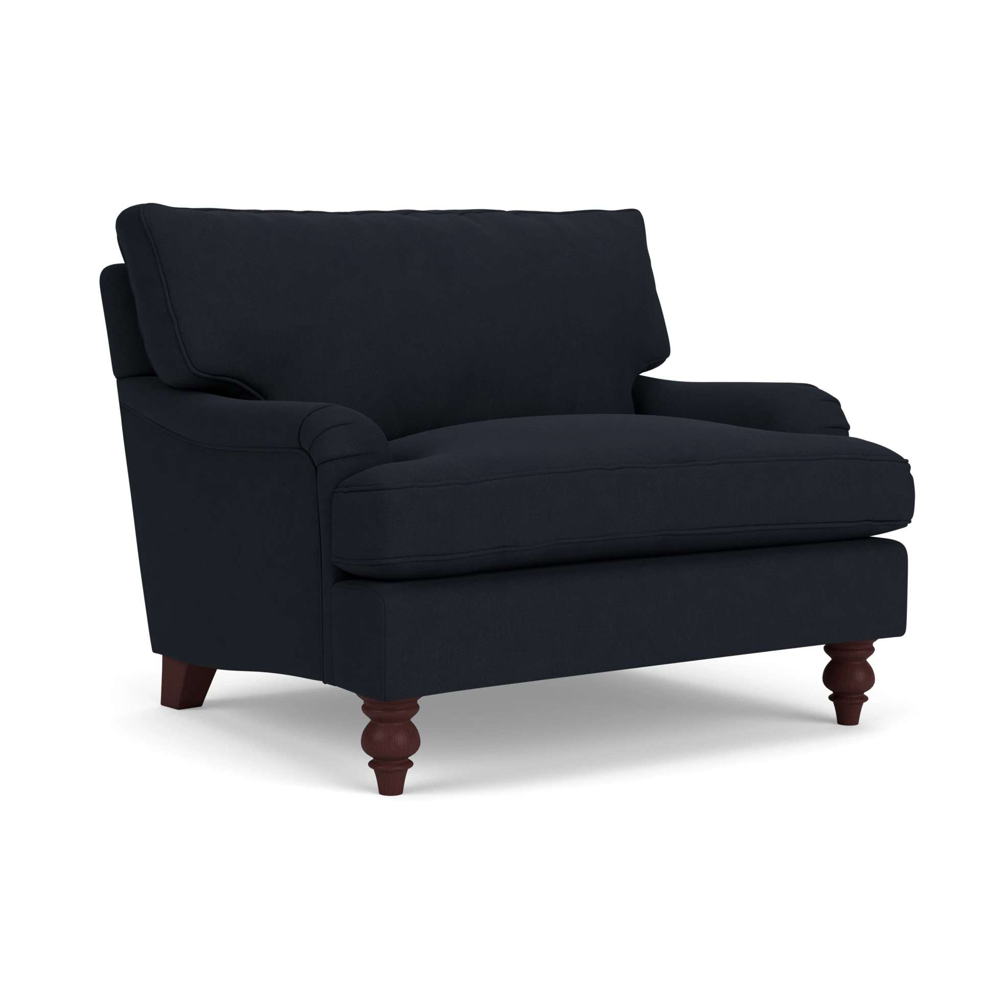 Morris Love Seat in House Linen Mix - Ink with Light legs
