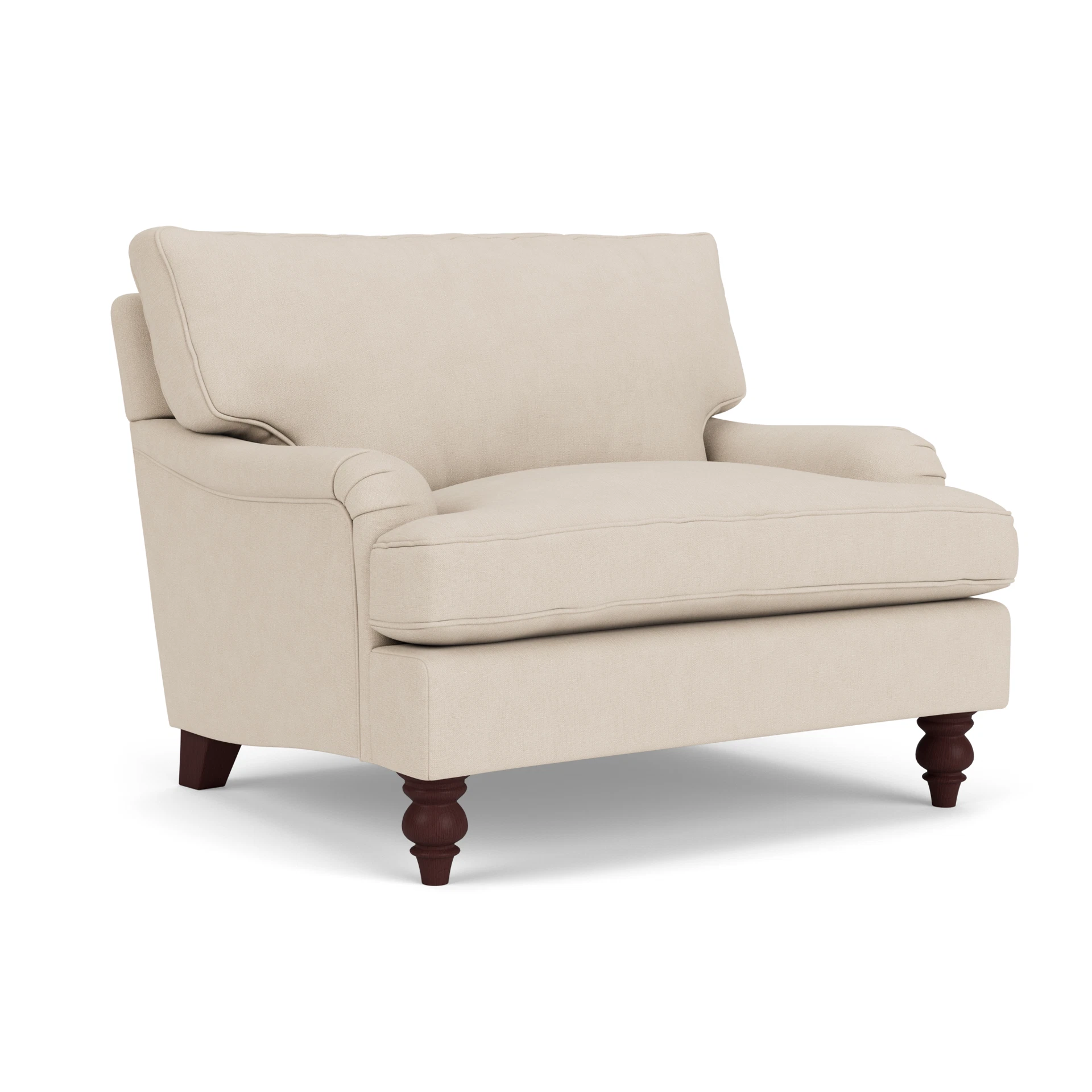 Morris Love Seat in House Linen Mix - Lily White with Light legs