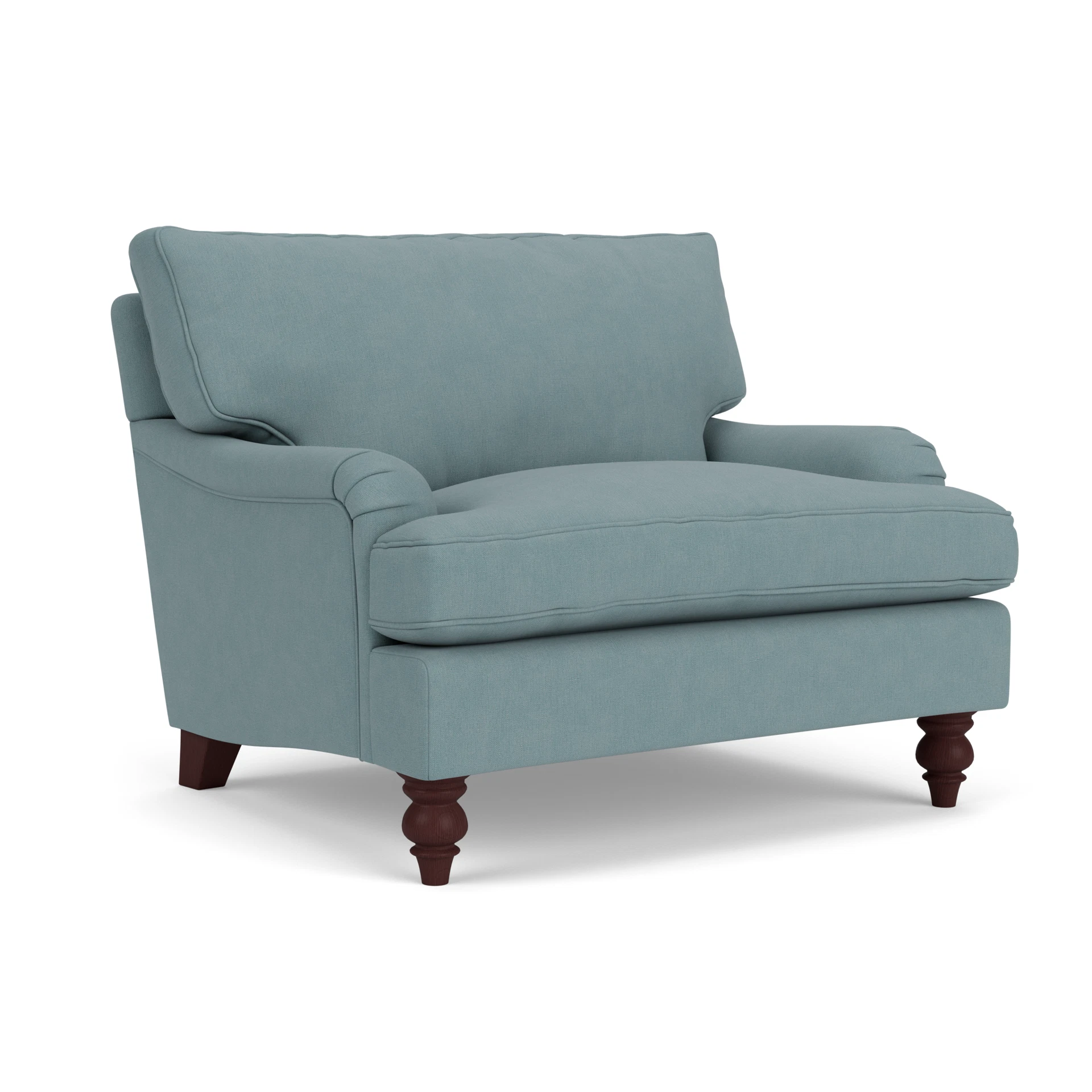 Morris Love Seat in House Linen Mix - Sky Blue with Light legs