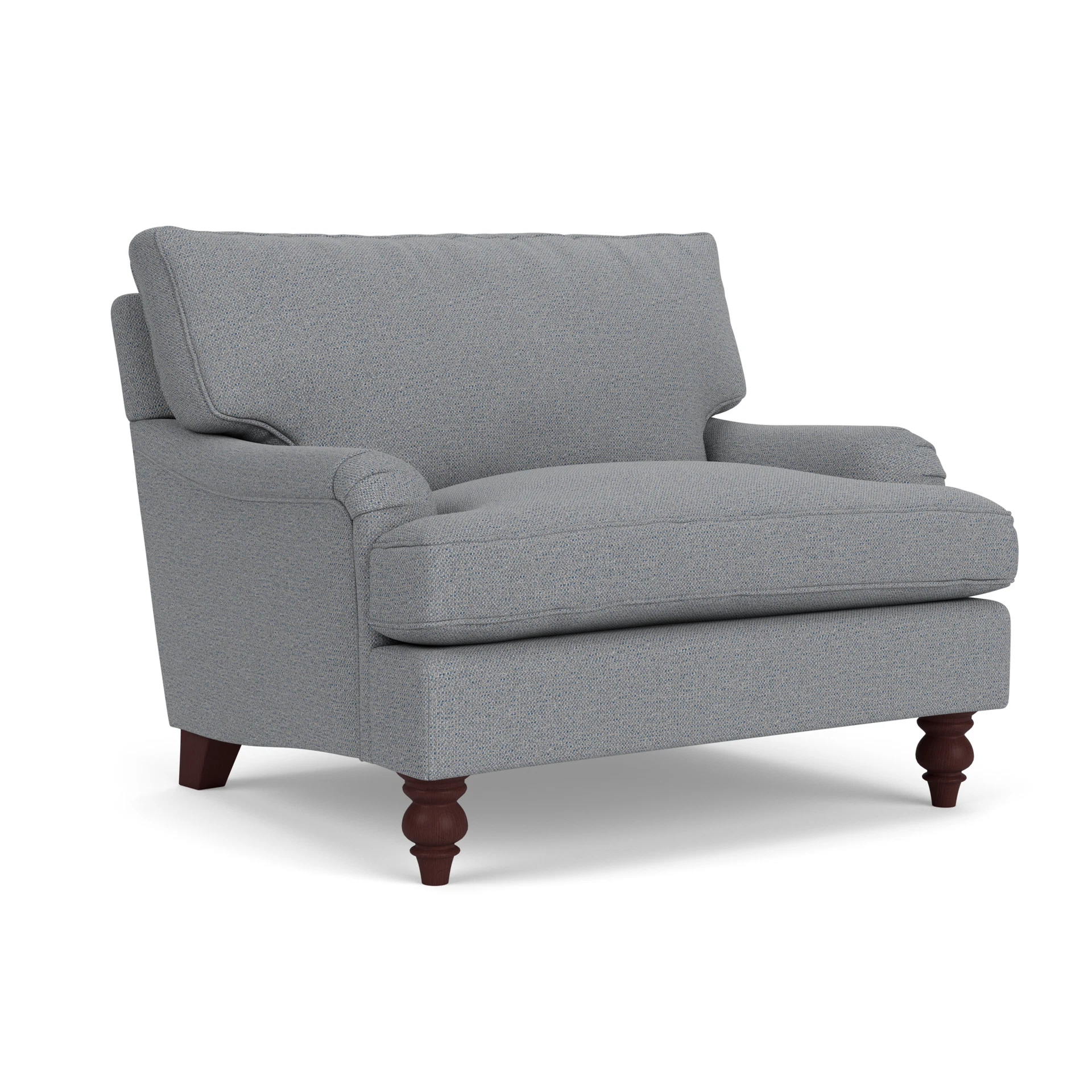 Morris Love Seat in House Weave - Blue Marl with Light legs