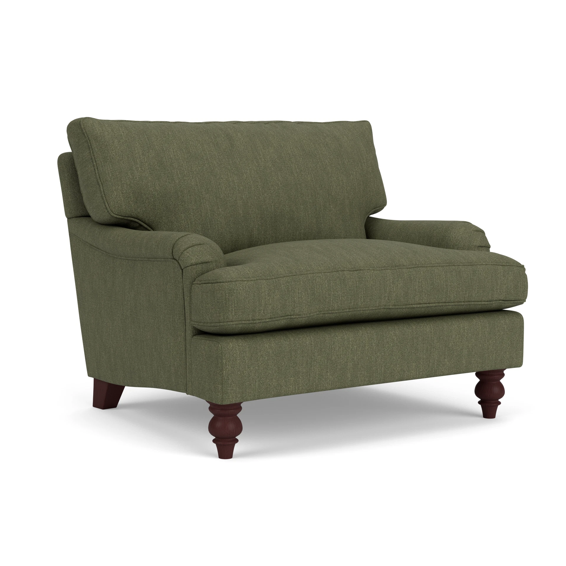 Morris Love Seat in Luxury Italian Linen - Fern with Light legs