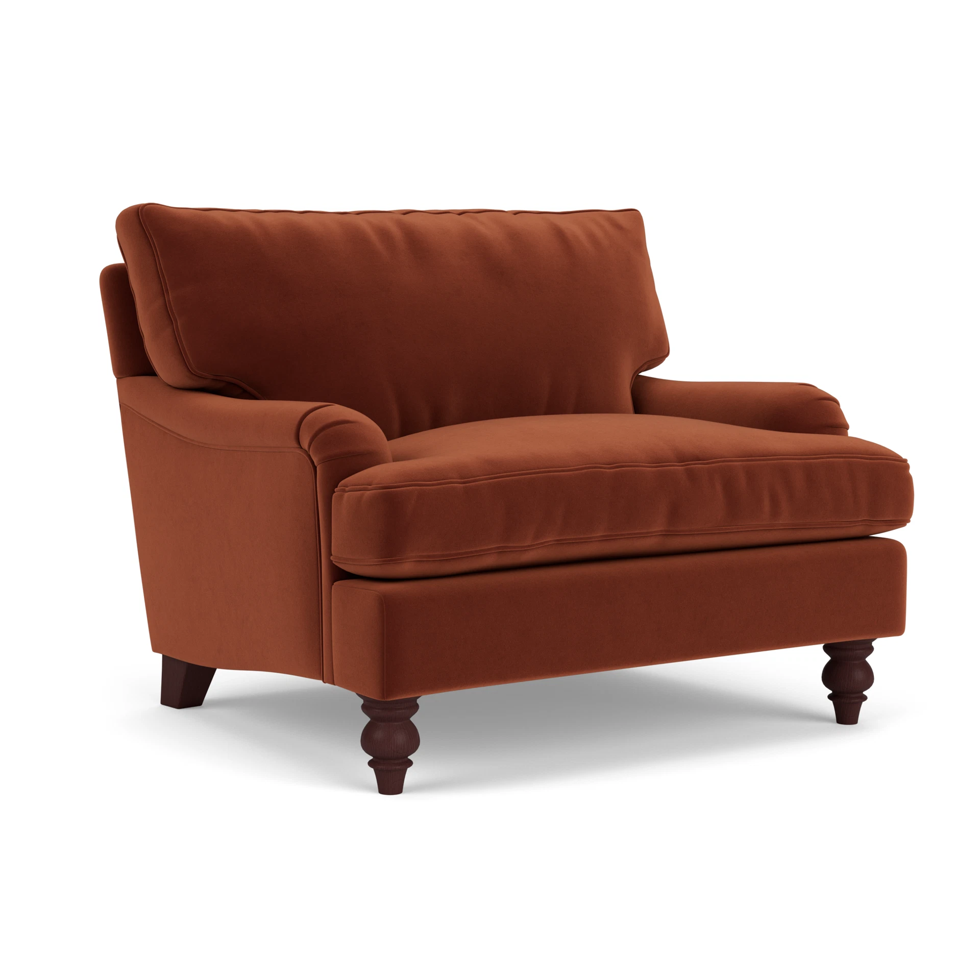 Morris Love Seat in Matt Velvet - Brick with Light legs