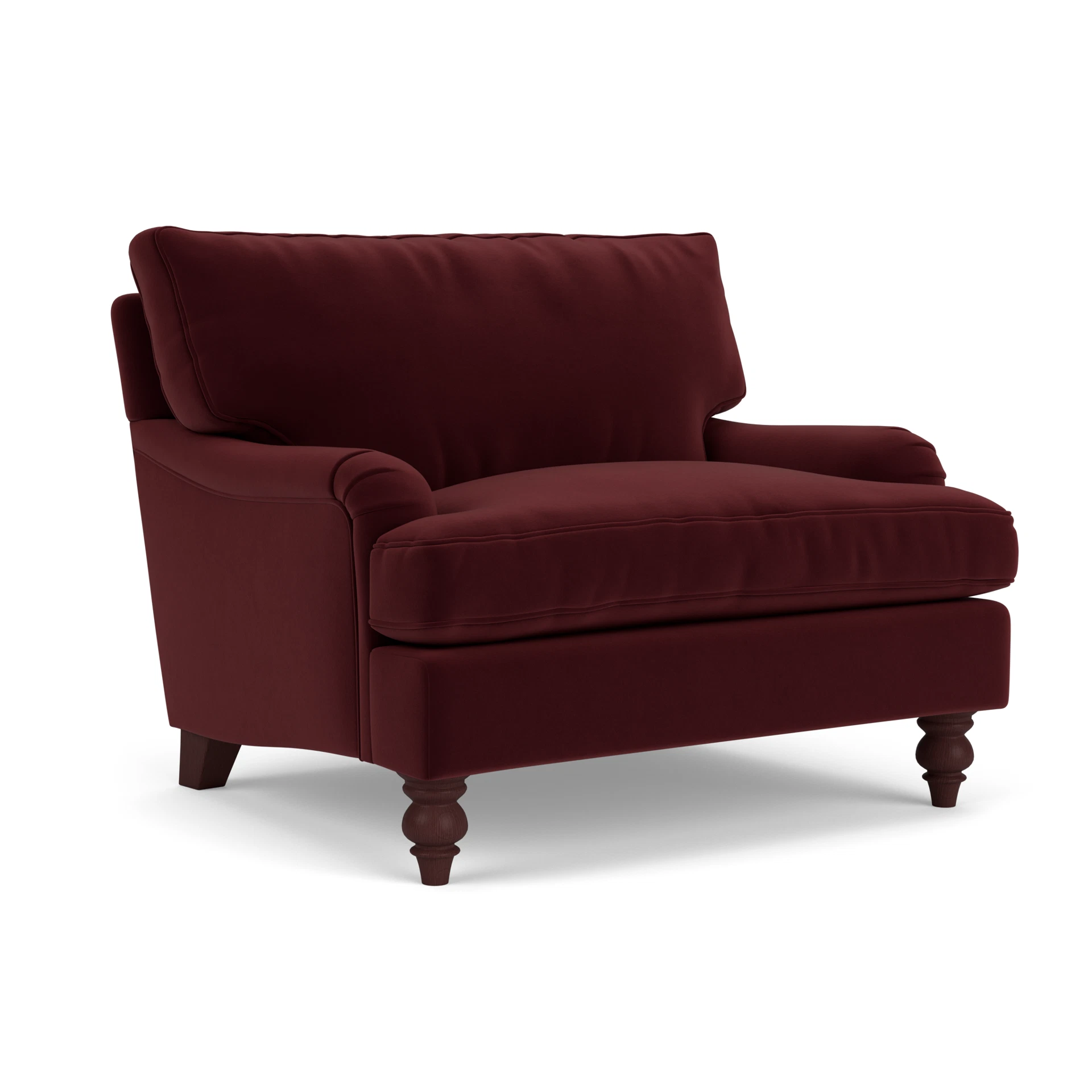 Morris Love Seat in Matt Velvet - Dark Rosehip with Light legs