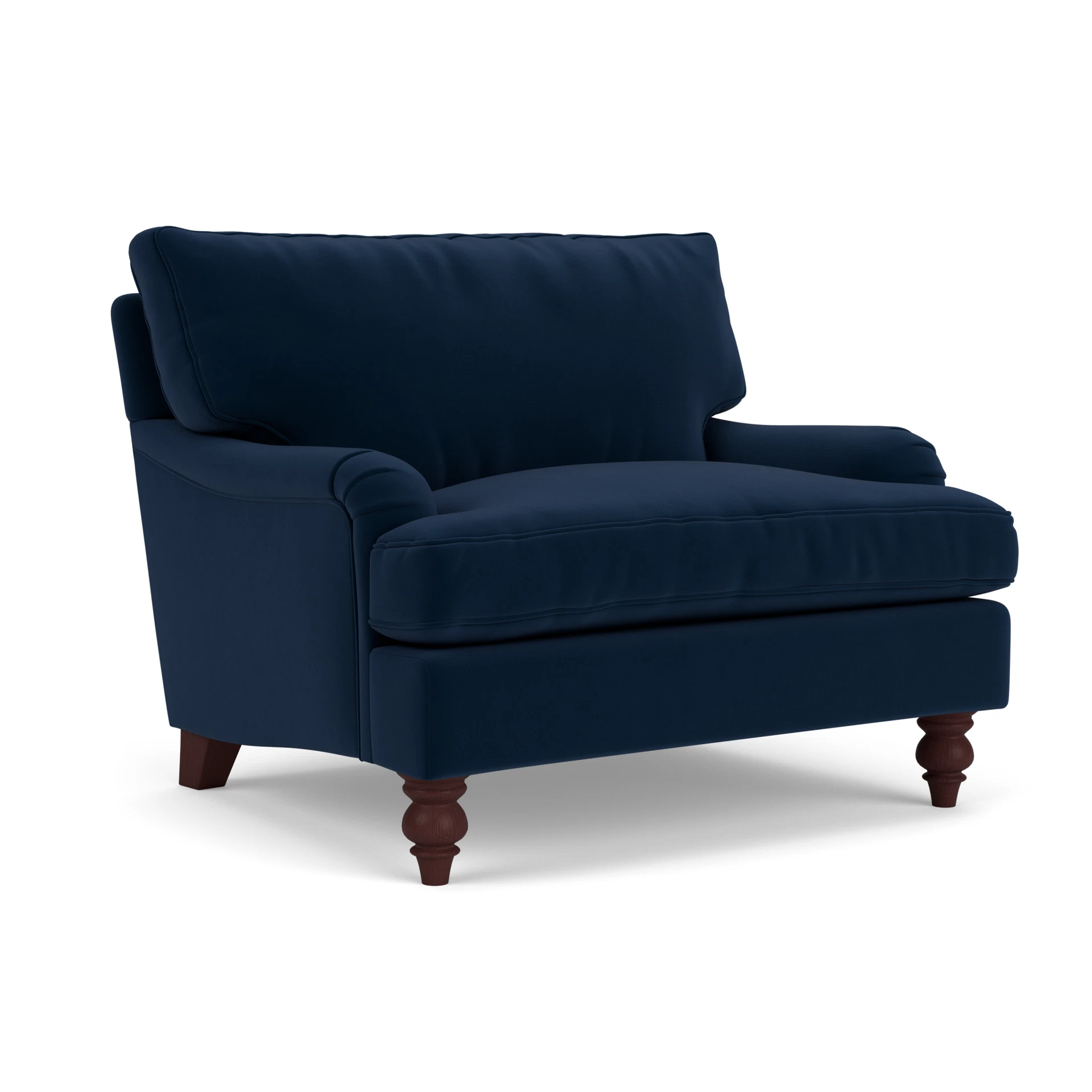 Morris Love Seat in Matt Velvet - Deep Blue with Light legs