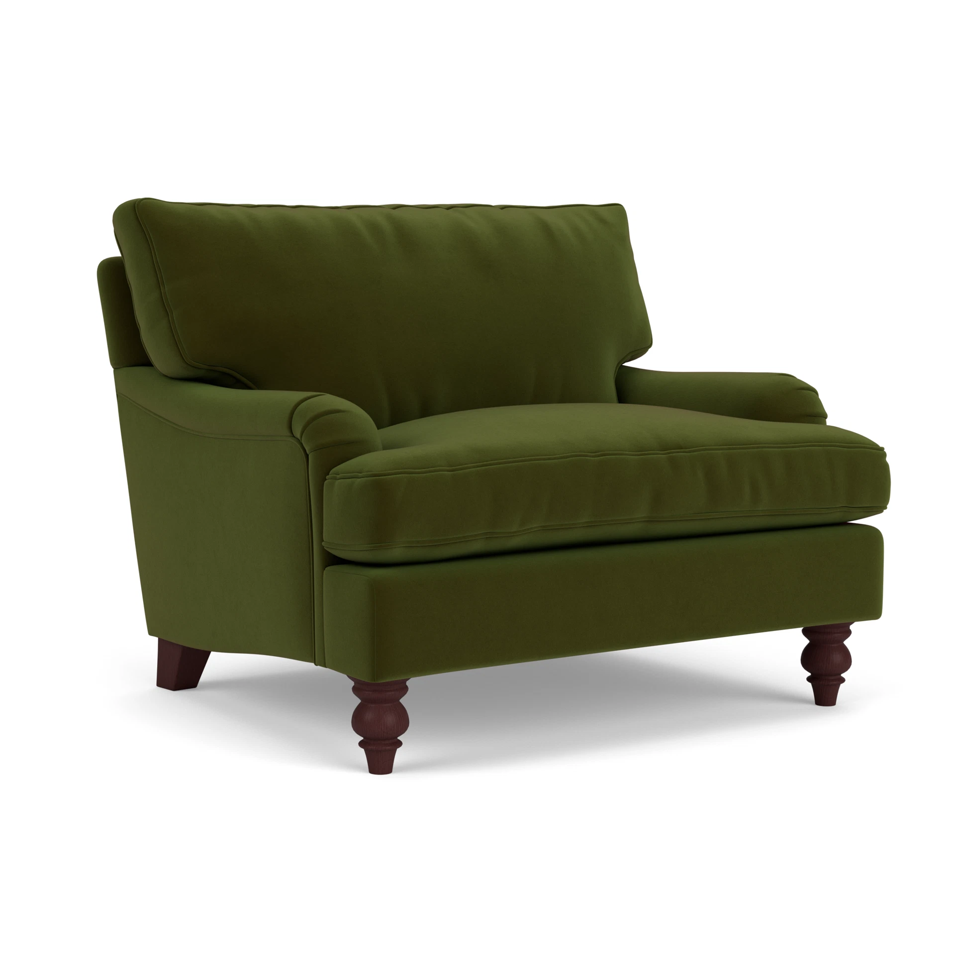 Morris Love Seat in Matt Velvet - Forest Green with Light legs