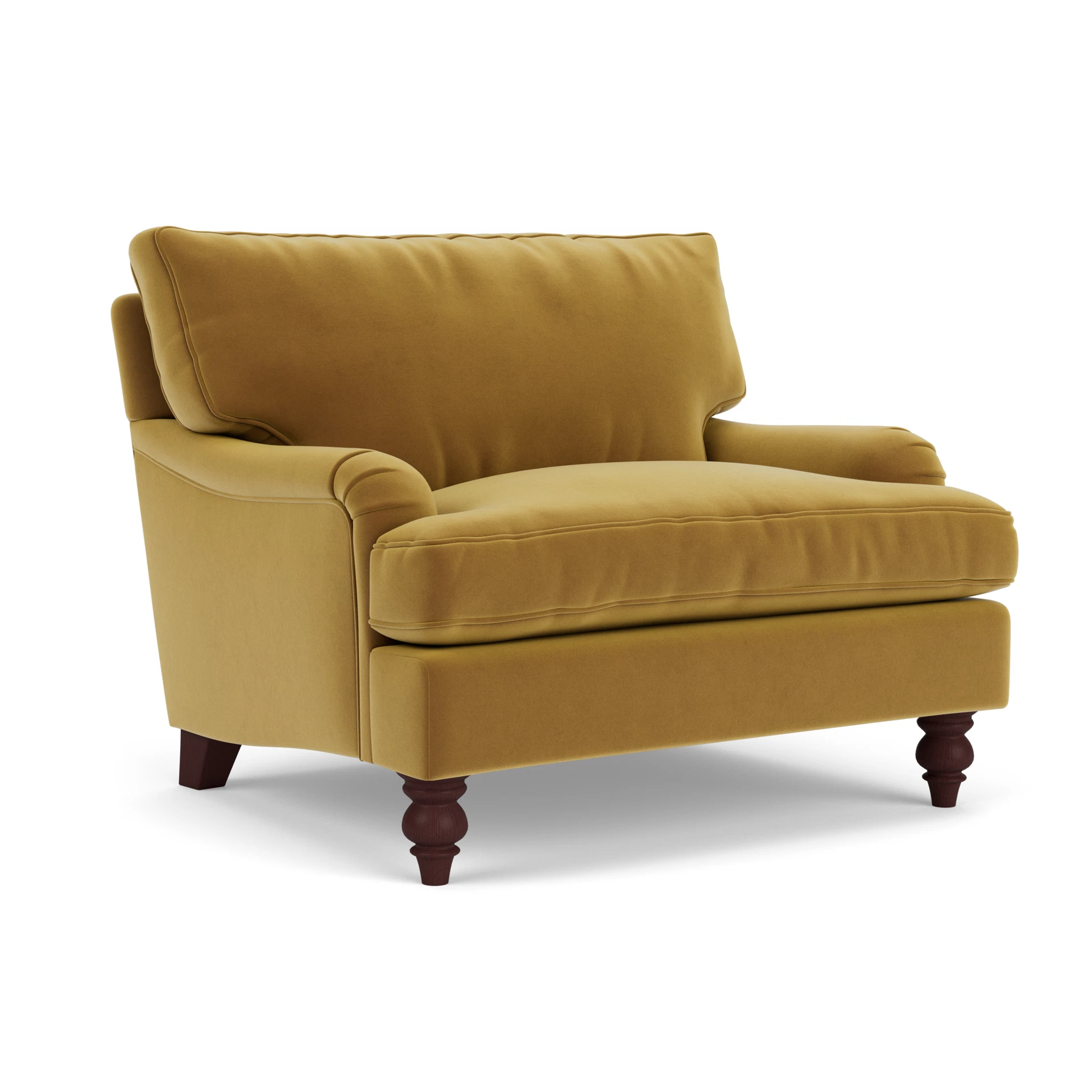 Morris Love Seat in Matt Velvet - Mustard with Light legs