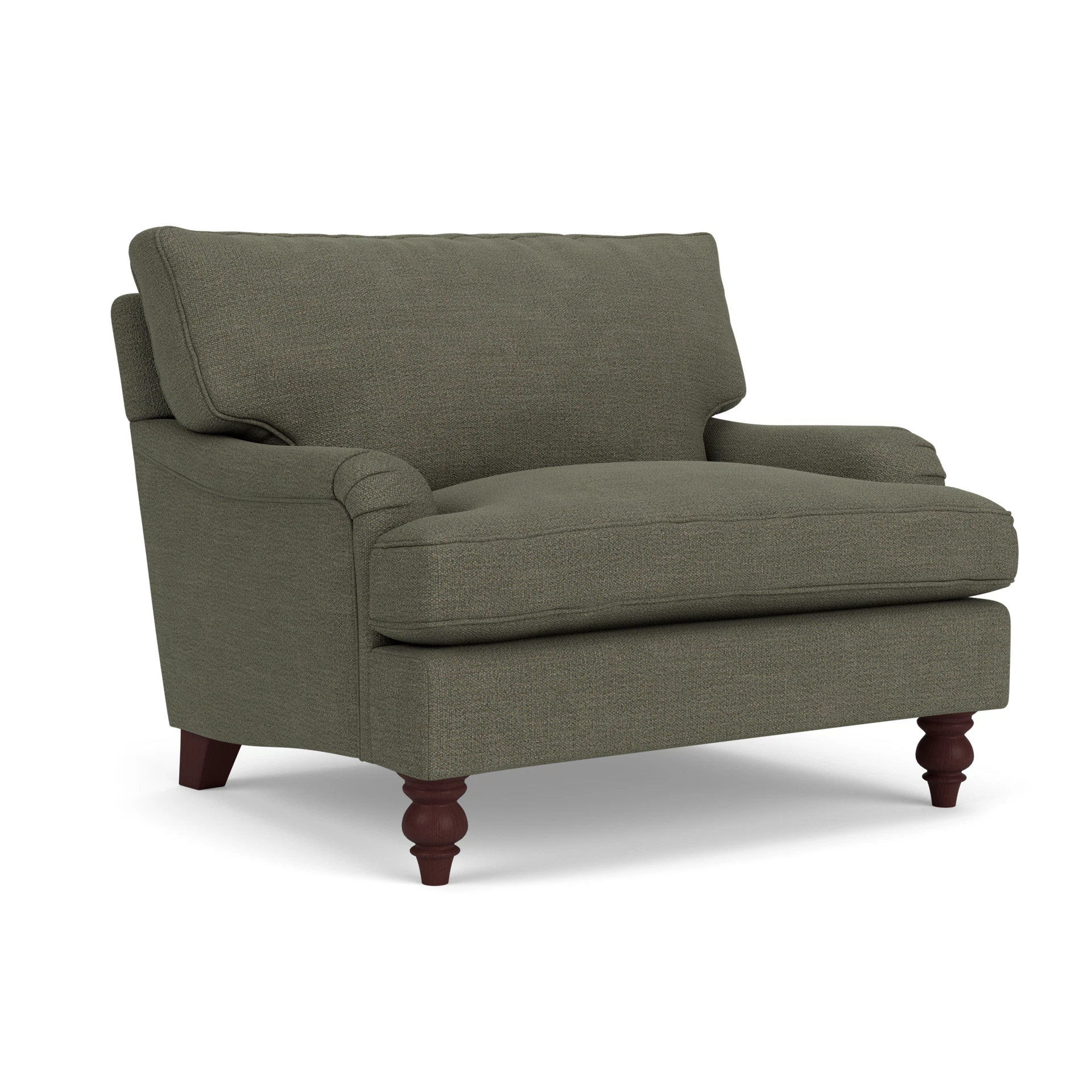Morris Love Seat in Rustic Weave - Deep Forest with Light legs