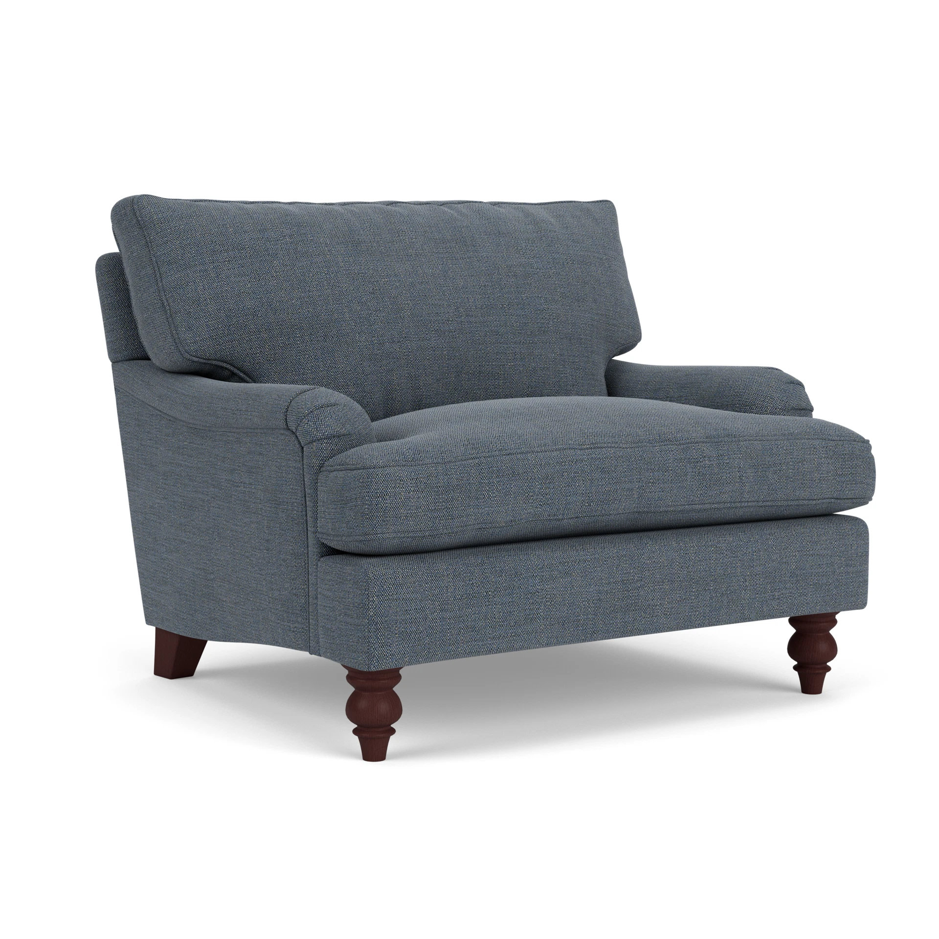 Morris Love Seat in Rustic Weave - Indigo with Light legs
